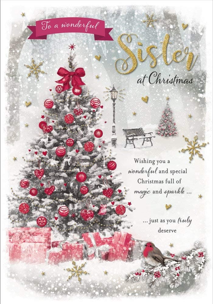 Piccadilly Greetings Piccadilly Greetings Photo Christmas Card Sister,red|beige|brown|grey ,9 x 6 inches