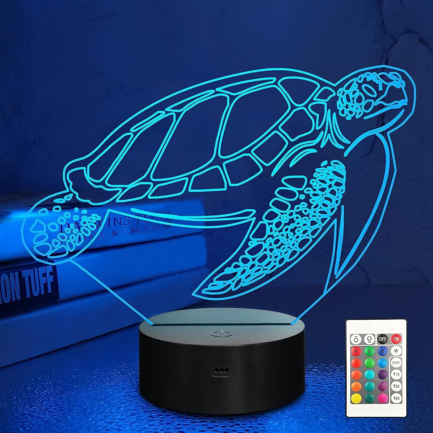 Lampeez Kids 3D Turtle Night Light Optical Illusion Lamp with 16 Colors Remote Control Changing Birthday Xmas Valentine's Day Gift Idea for Boys and Girls