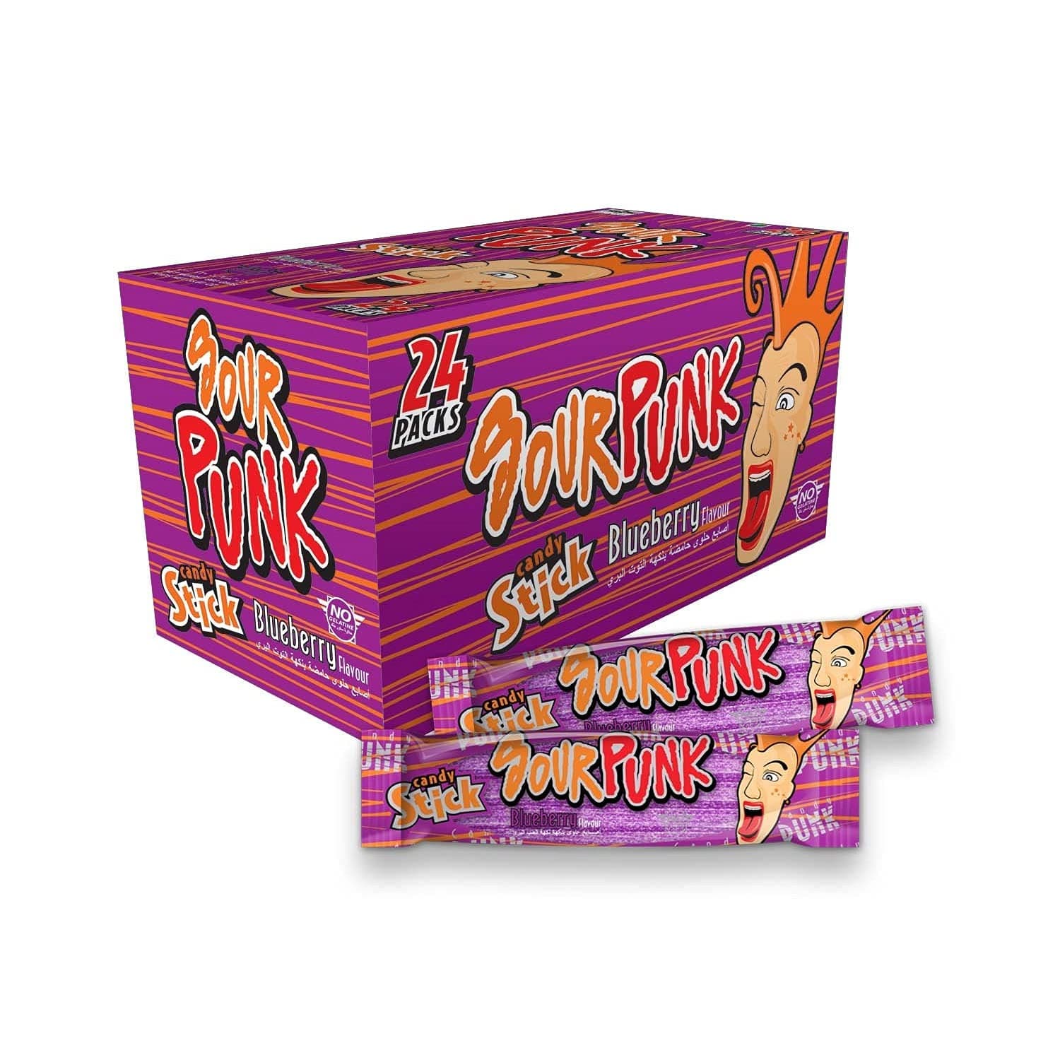Sour Punk Candy Sticks, Blueberry Flavor - Pack of 24 (40g each), Sweet and Sour Chewy Candies || Party Treats Pack || Share with Freinds and Family