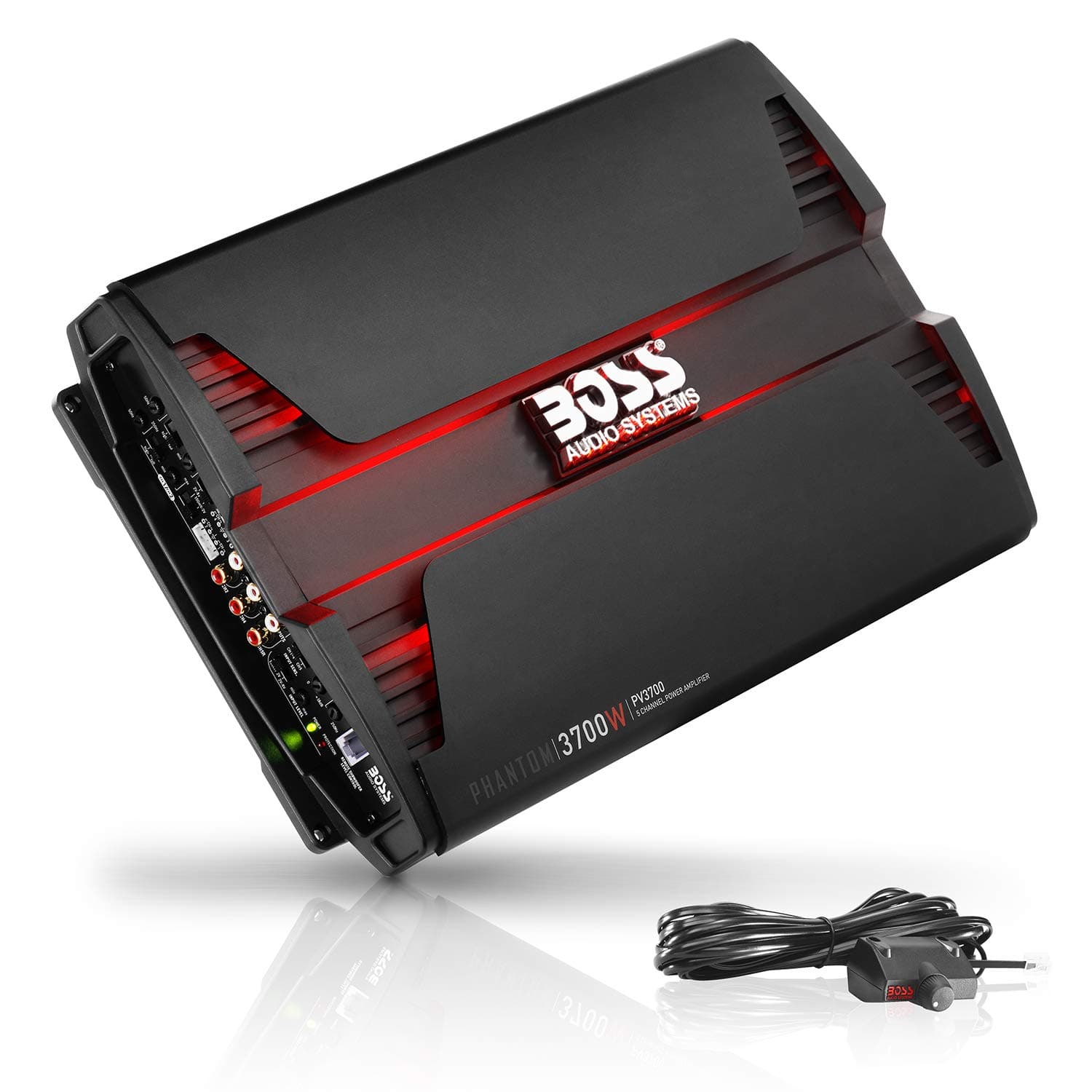 BOSS Audio Systems PV3700 5 Channel Car Amplifier - Phantom Series 3700W Full Range Class A-B 2-4 Ohm Stable Mosfet Power Circuit Bridge Connectable Remote Subwoofer Control 3700W 5 Channel