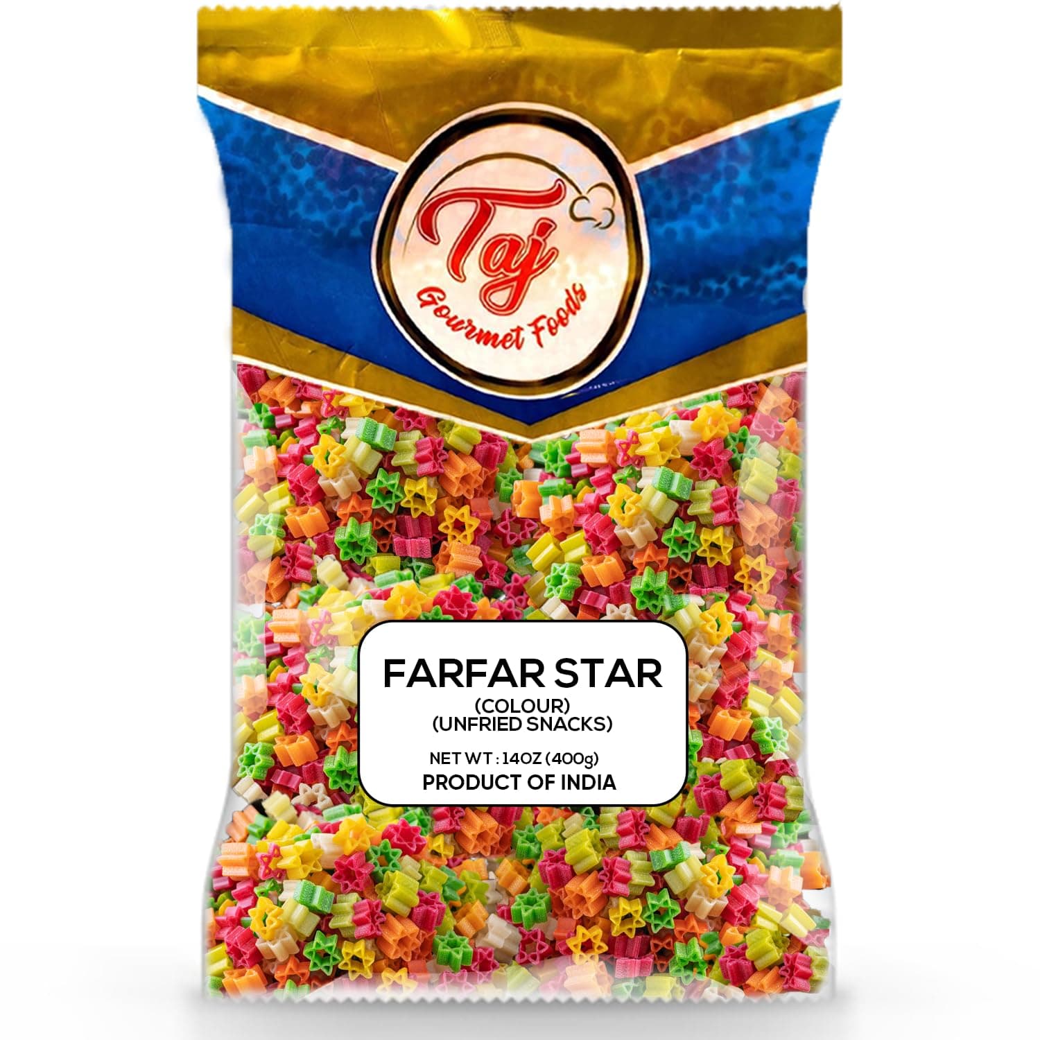 TAJ Gourmet Farfar Fryums (Wheat Pellet Tube), 400g (Star)