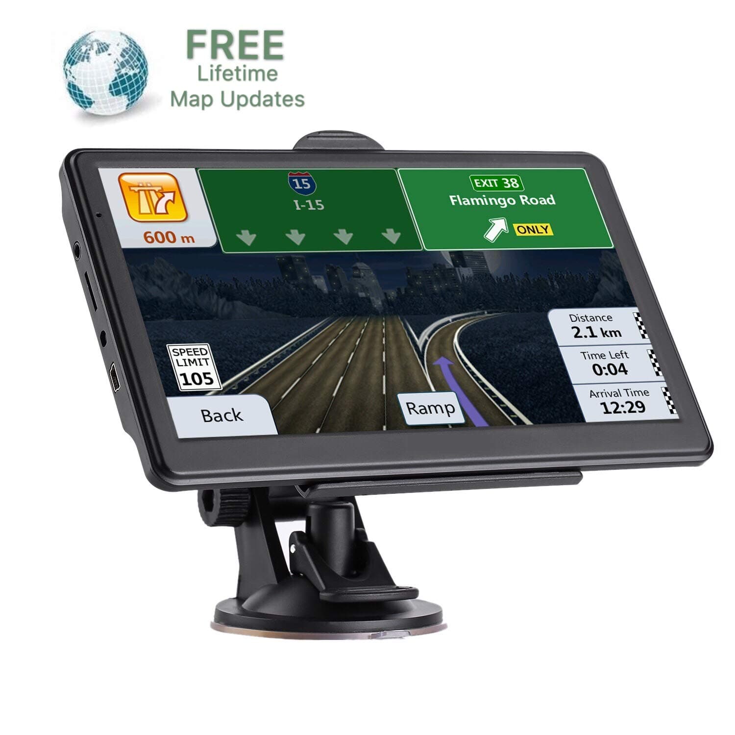 GPS Navigation For Car 7 Inch Touch Screen HD 256-8GB Navigation System,Pre-installed Maps Of North America and Europe, Lifetime Map Update, Vehicle GPS Satellite Navigation,With SD Card