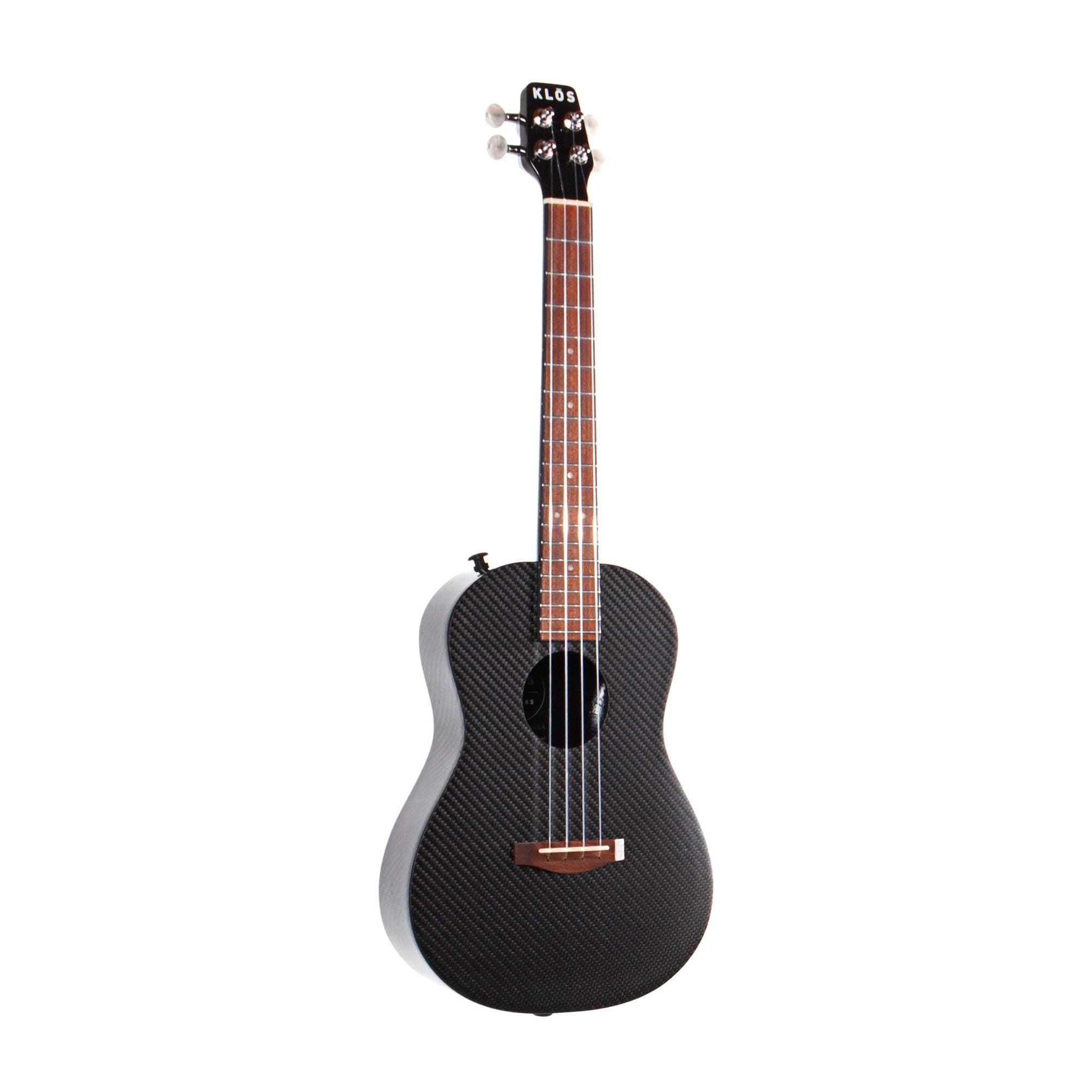 KLOS Black Carbon Fiber Acoustic Tenor Ukulele Kit with Gig Bag, Rain Cover, Strap, and more
