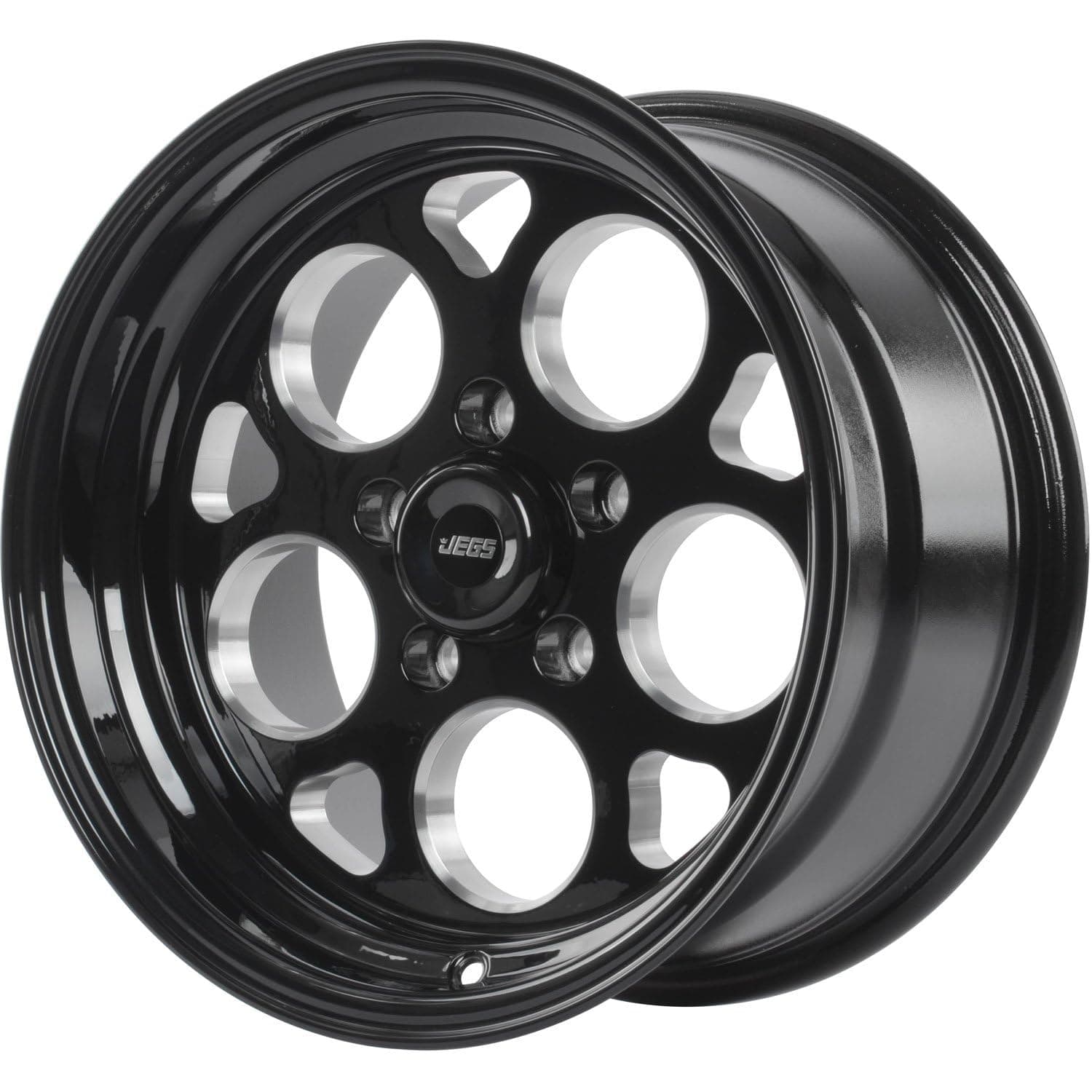 JEGS SSR Mag Wheel 15� x 8� | 5 x 4.75� Wheel Bolt Pattern Spacing | 4.5� Backspacing | Gloss Black Powder Coat | 3.27� Center Bore | Includes Center Cap