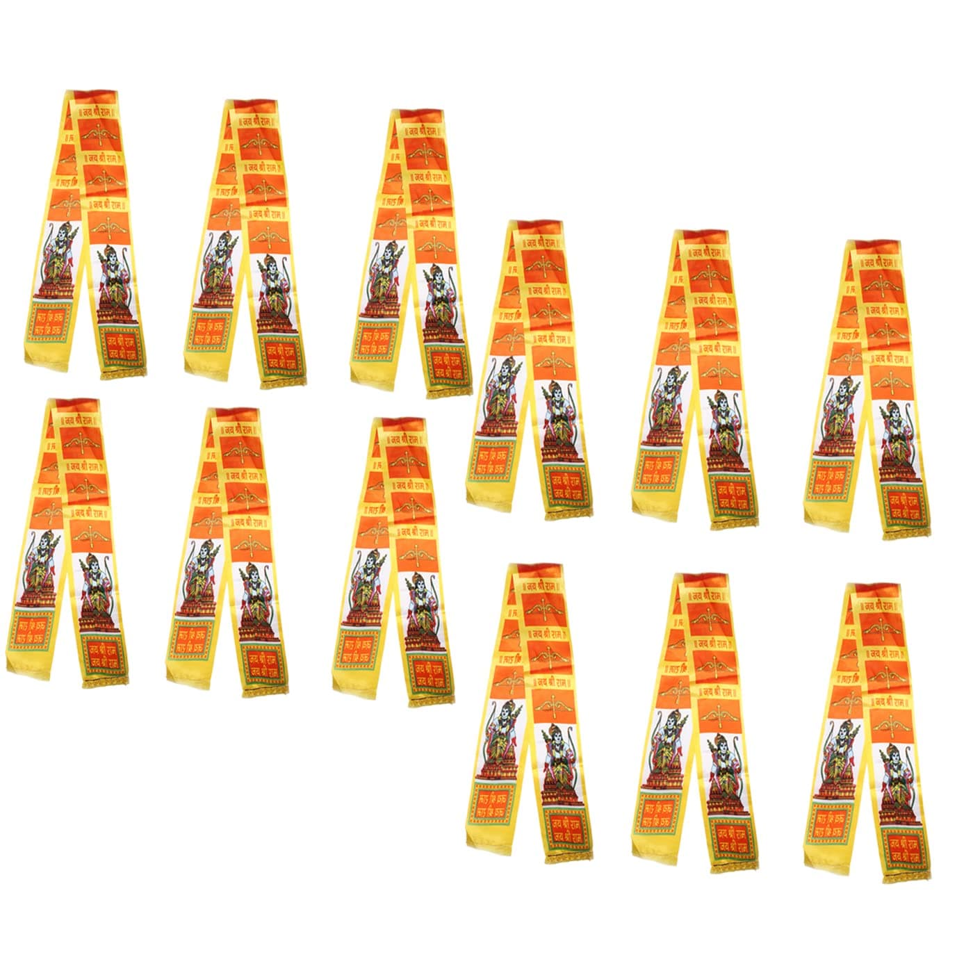 Raaya Unisex Silk Cloth God Shree Ram Ji Printed Shawl/Scarf/Stole (Set Of 12), Multicolor