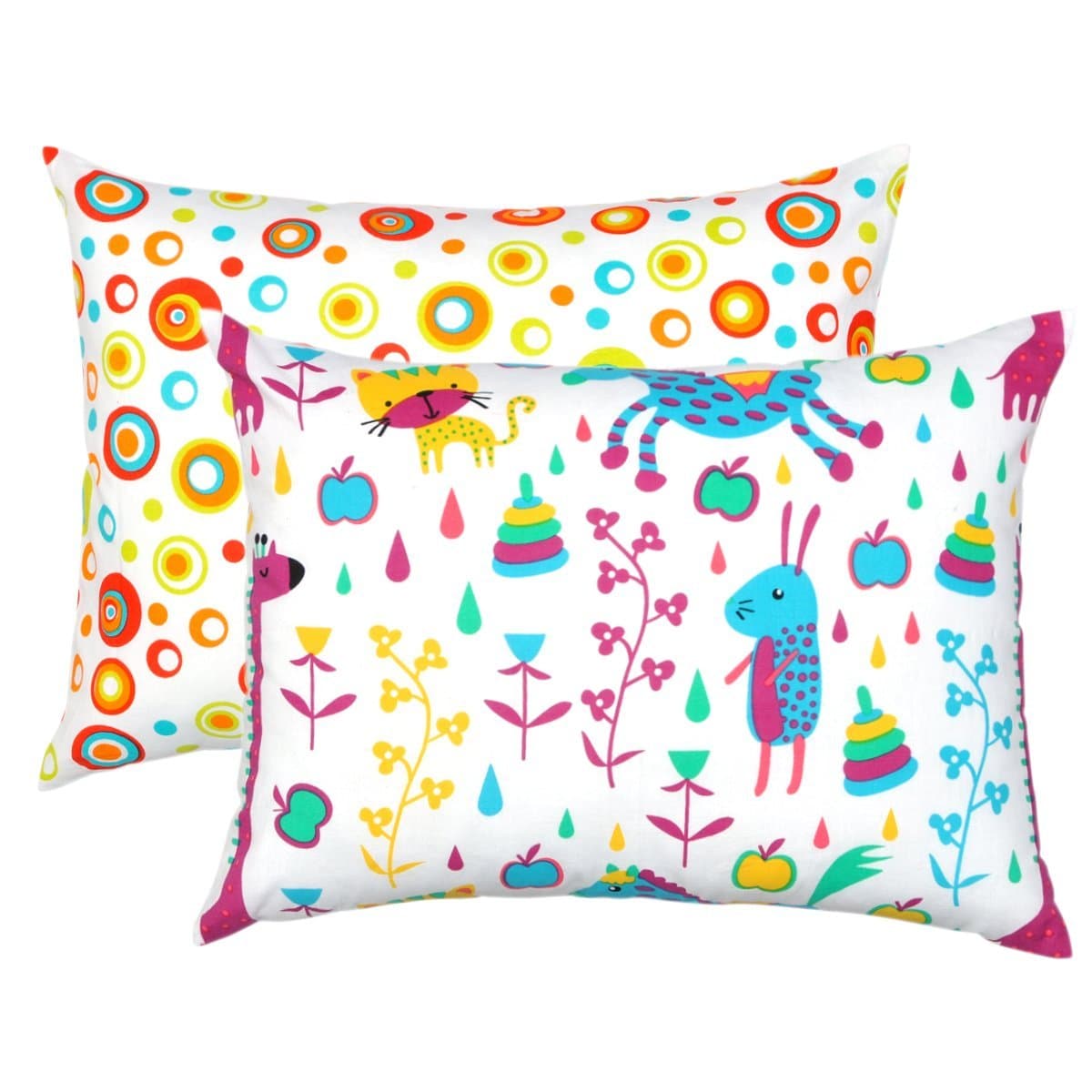 Toddler Pillowcases - 100% Certified Organic Cotton - Soft, Comfy, Colorful, Naturally Hypoallergenic - Unisex 2 Pack