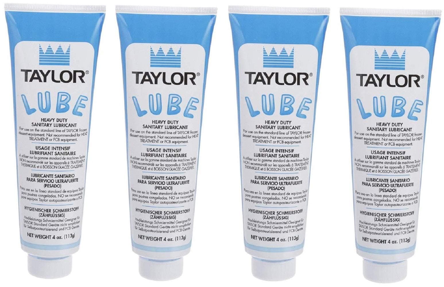 4 x 4 Oz. Taylor Blue Lube Tube, Food Safe Grease Sanitary Lubricant for O-Rings, Gasket, Mixer & Soft Serve Machines like Taylor, Stoelting, Kappus, Coffee, Yogurt, Food Service Equipment Lube #47518