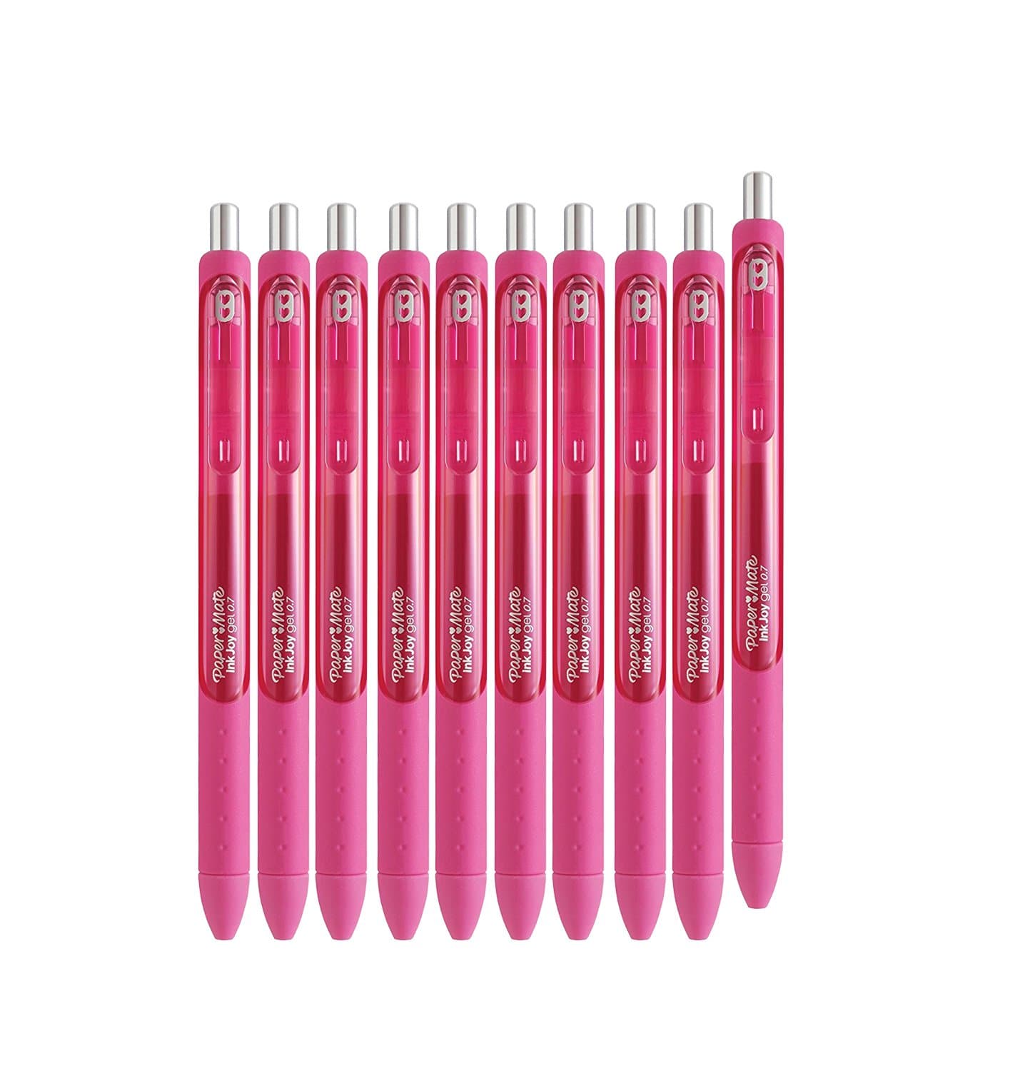 Inkjoy Gel Retractable Gel Ink Pens, Pack of 10 (Pink, Medium Point)
