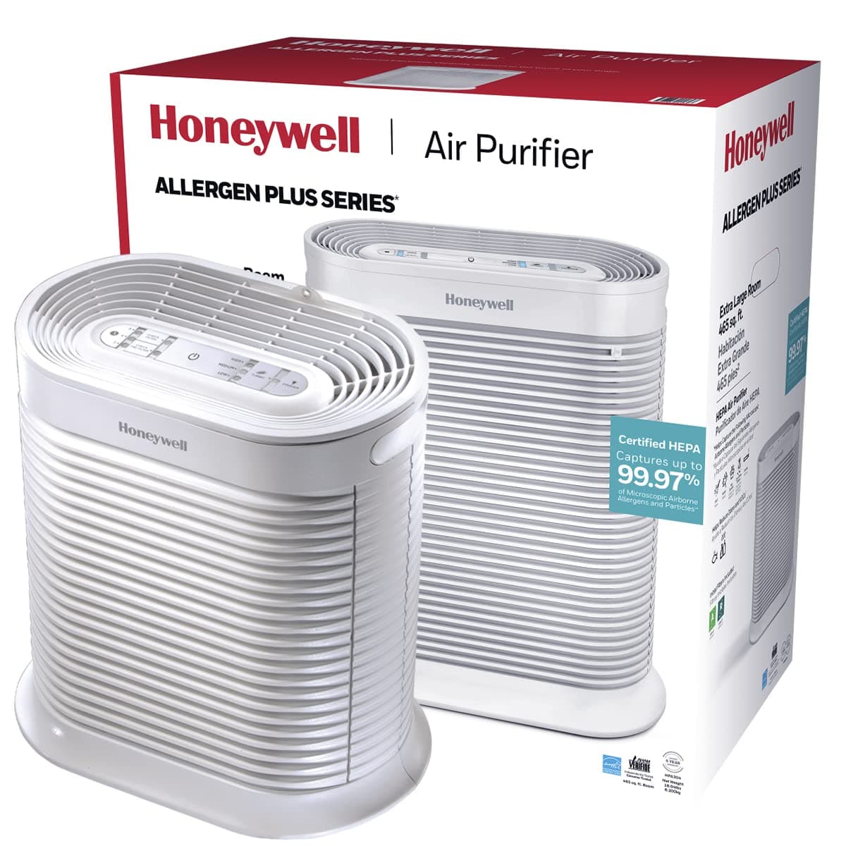 HPA300 HEPA Air Purifier, Airborne Allergen Reducer for Large Rooms (465 sq ft), White - Wildlfire/Smoke, Pollen, Pet Dander, and Dust Air Purifier