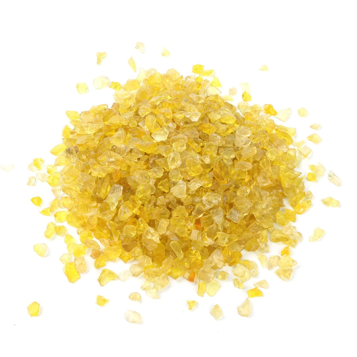 Alan Stone High Luster Reflective Fire Glass Gravel,Fire Gems,Fire Drops,Fire Glass Pebbles Stones Beads Chips for Fire Pit Fish Tank Aquarium Garden,3-6mm 305g/0.67lb (Yellow)