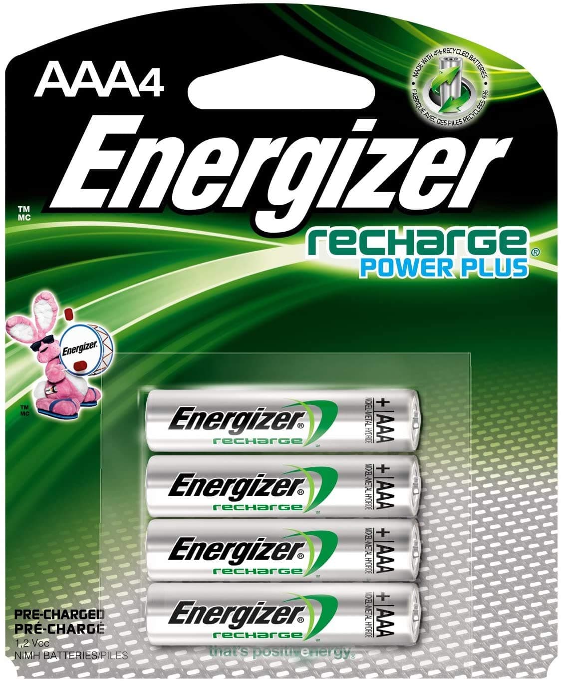 EnergizerProducts-Energizer-e NiMH Rechargeable Batteries, AAA, 4 Batteries/Pack