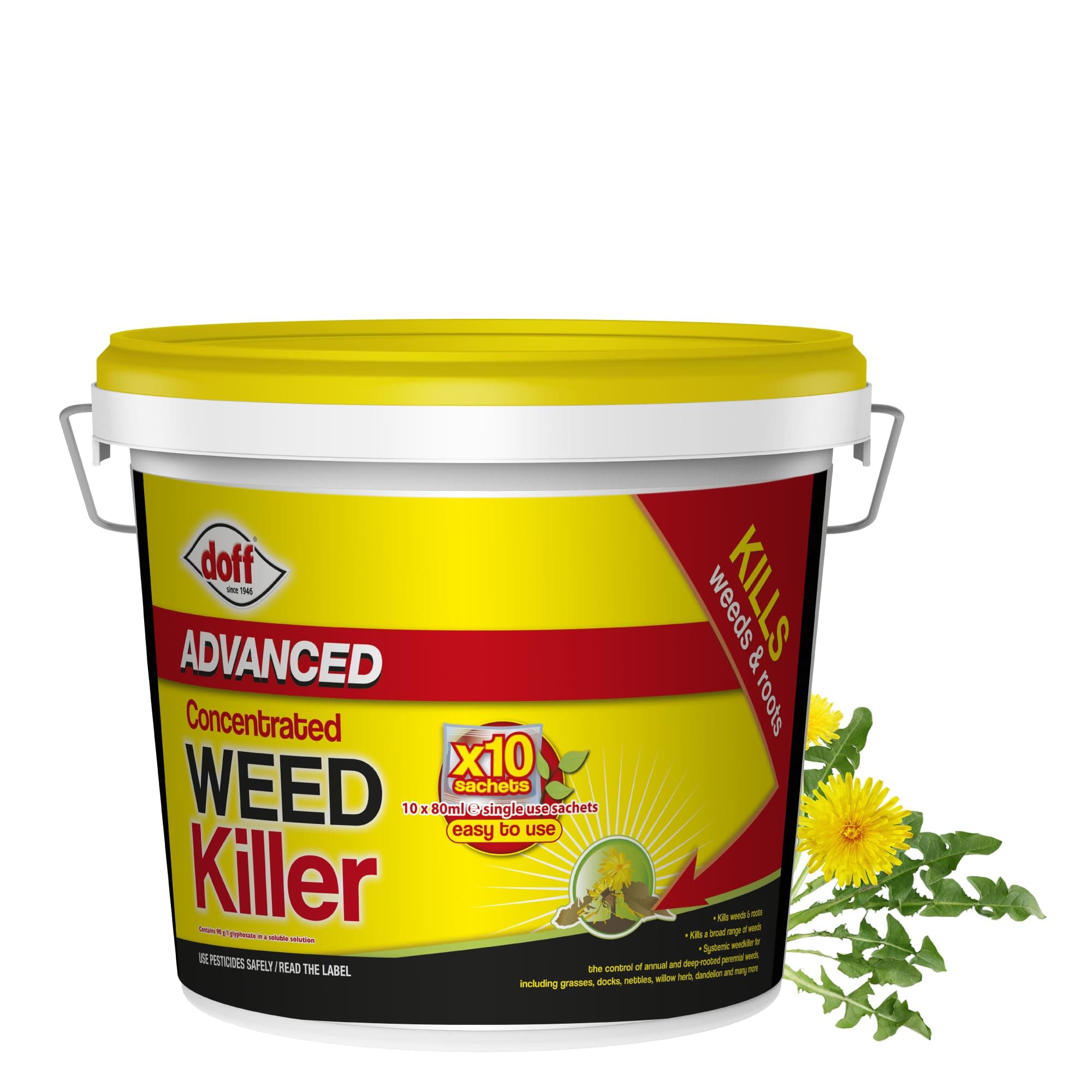 Doff Advanced Concentrated Weedkiller - 10 Sachets for Dilution in Water for Garden Protection – Kills Deep Rooted Weeds from Pathways to Driveways - Long Lasting Weed Control – Strong Weed Killer
