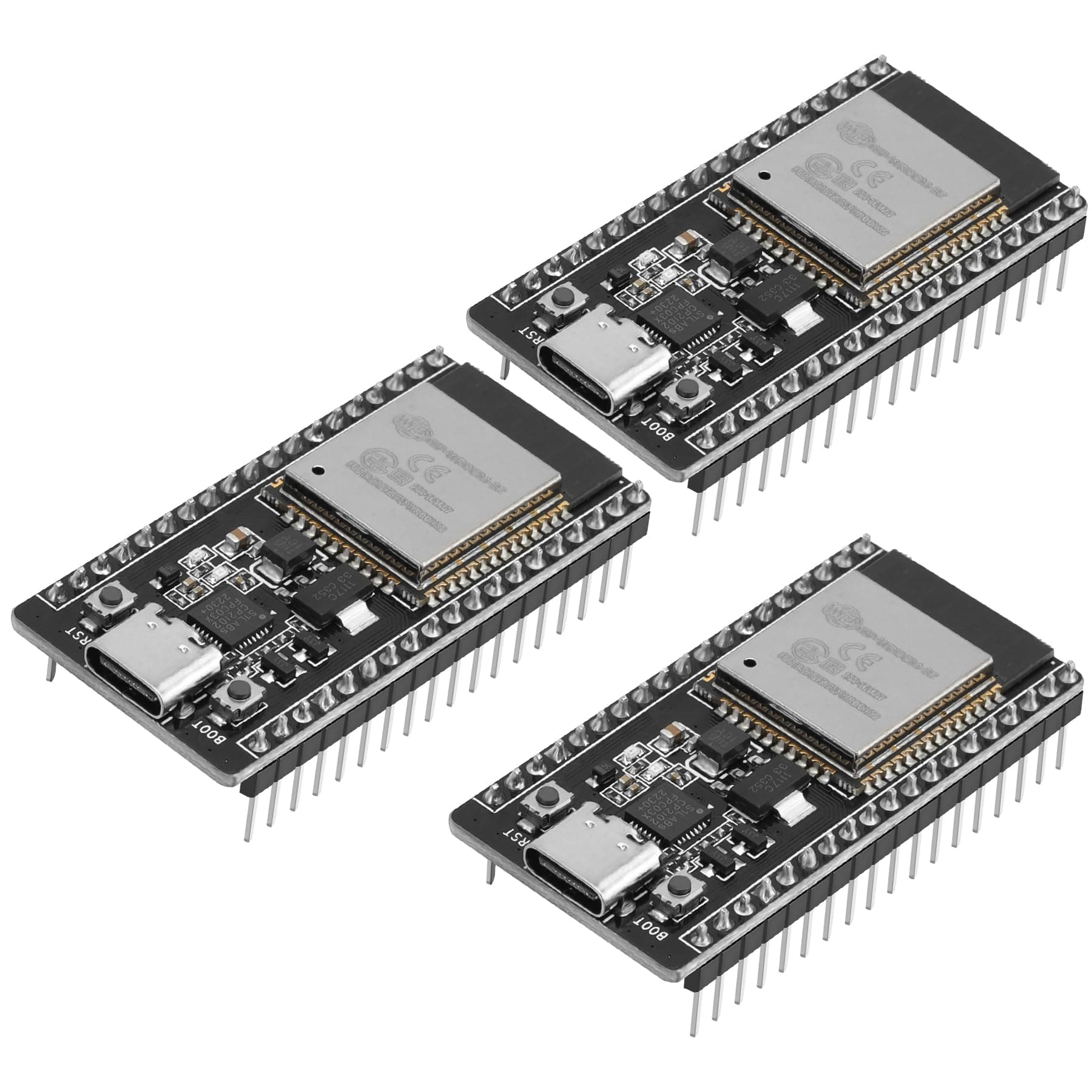 3PCS ESP32 ESP-32D ESP-WROOM-32 Development Board Kits CP2102 2.4GHZ Dual-Mode WiFi + Bluetooth Dual Cores Microcontroller Integrated Antenna, Micro USB Interface STA/AP/STA+AP Compatible with Arduino