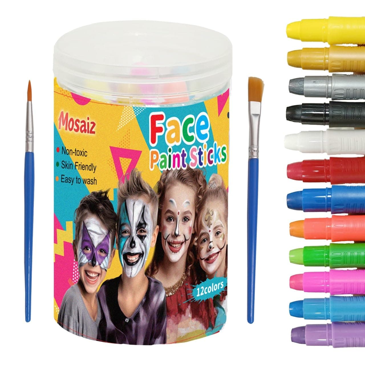 Face Paint Kits for Kids, Body Paint For Adults, Multi-Color, Water Based, Professional Face Paint Kit, Twistable and Washable Paint Sticks for Birthday's, Halloween, Cosplay Makeup