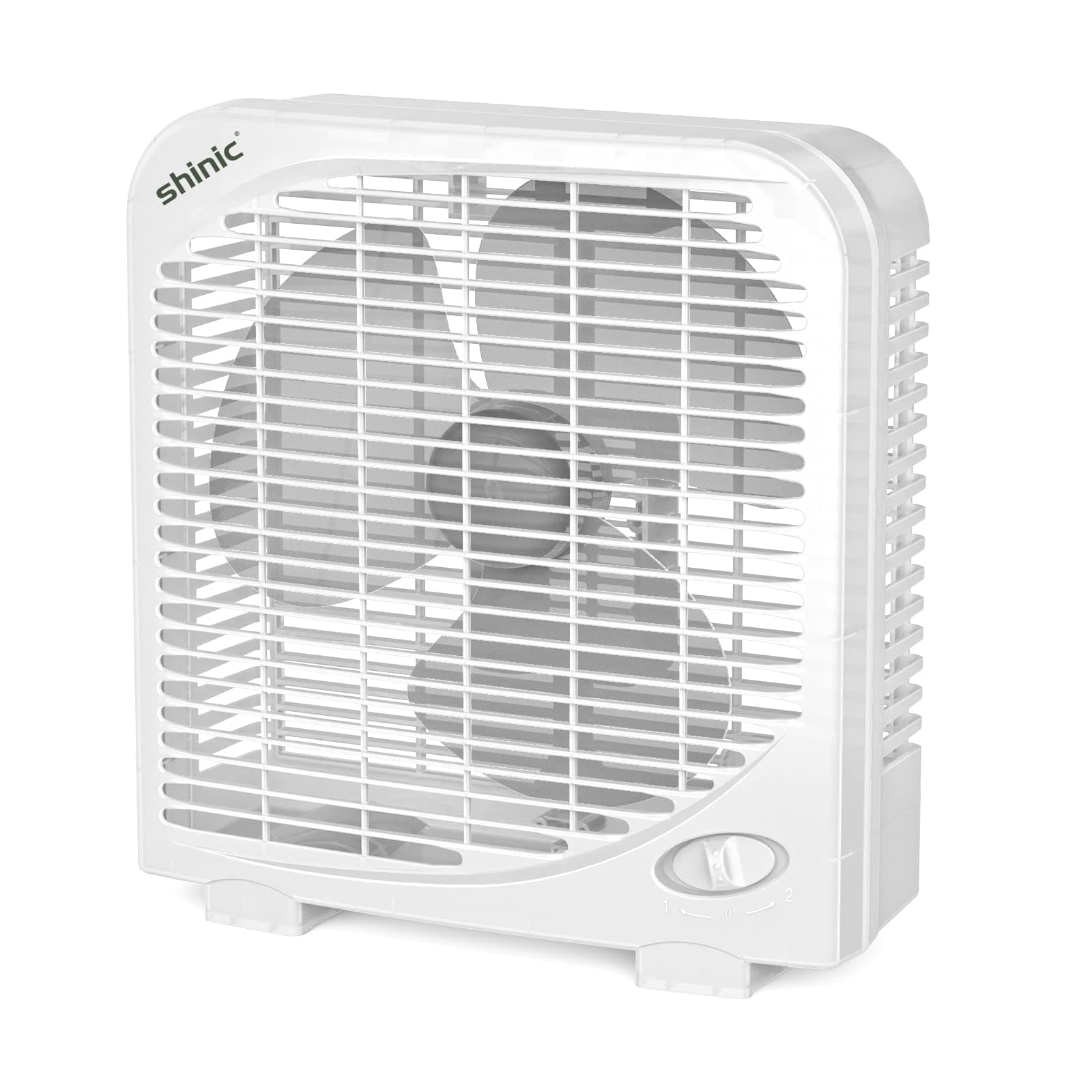 shinic 9 Inch Box Fan, Two Speeds Table Cooling Fan with Strong Airflow, Energy Efficient Small Window Fan with Compact Design, Air Circulation Portable Kitchen Exhaust Fan for Bathroom, and Tabletop