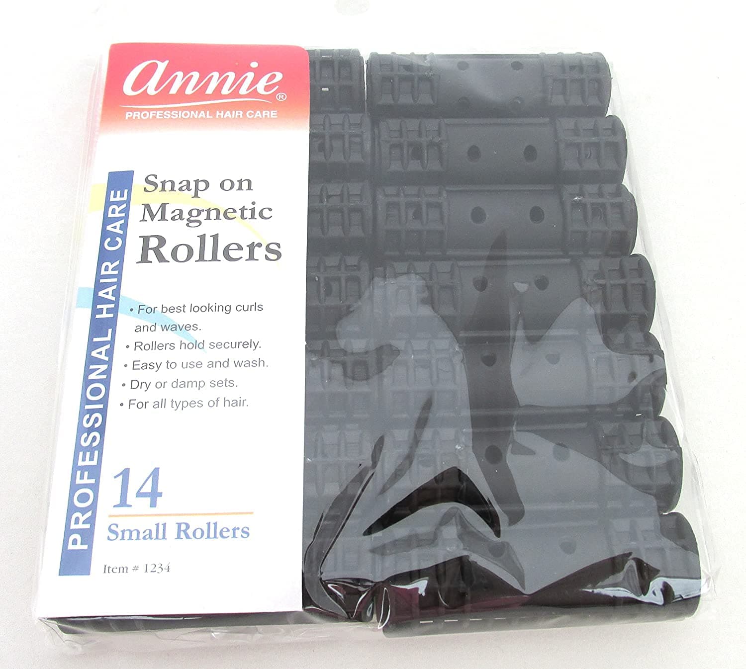 Annie Snap on Magnetic Rollers 1/2" Black 14pack