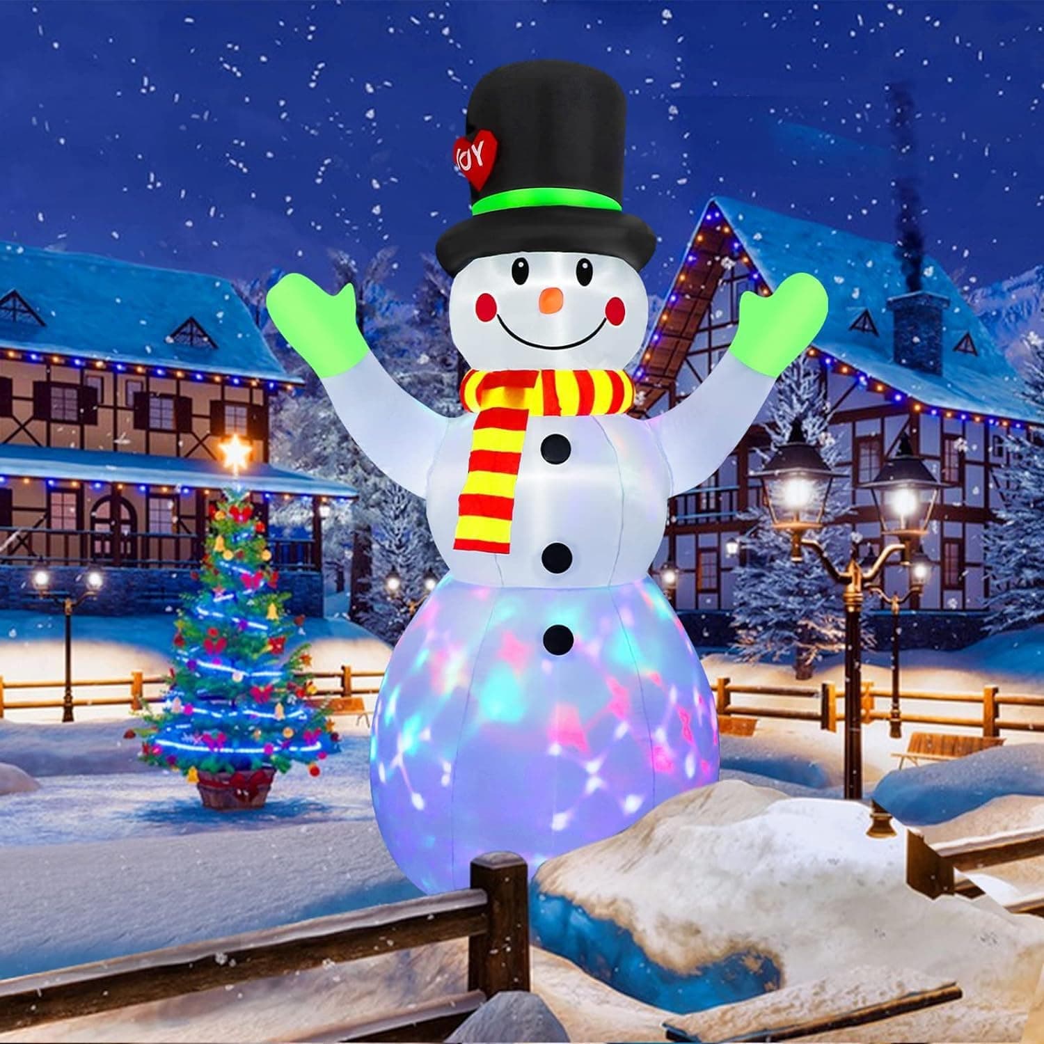 TAPIT 7 FT Christmas Inflatables Giant Snowman Outdoor Decorations, Blow up Snow Man Yard Decor Built-in LED Light with Magic Hat, Christmas Decorations for Garden Patio Lawn Party Xmas Gifts (C)