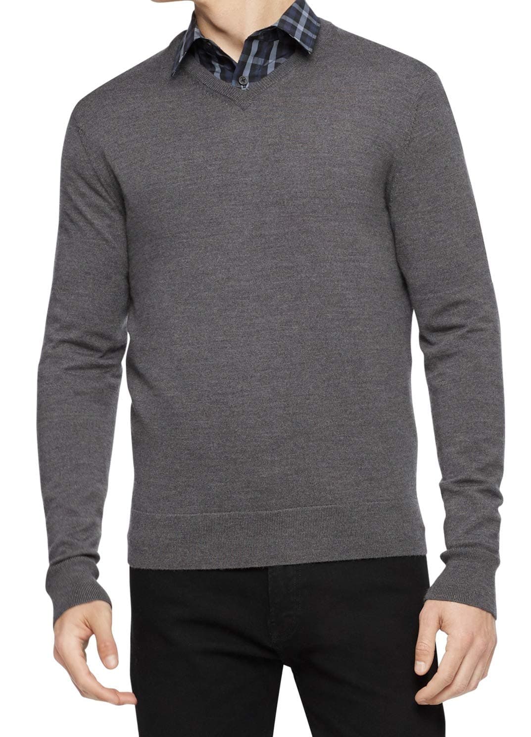 Calvin Klein Men's Merino Sweater V-Neck Solid