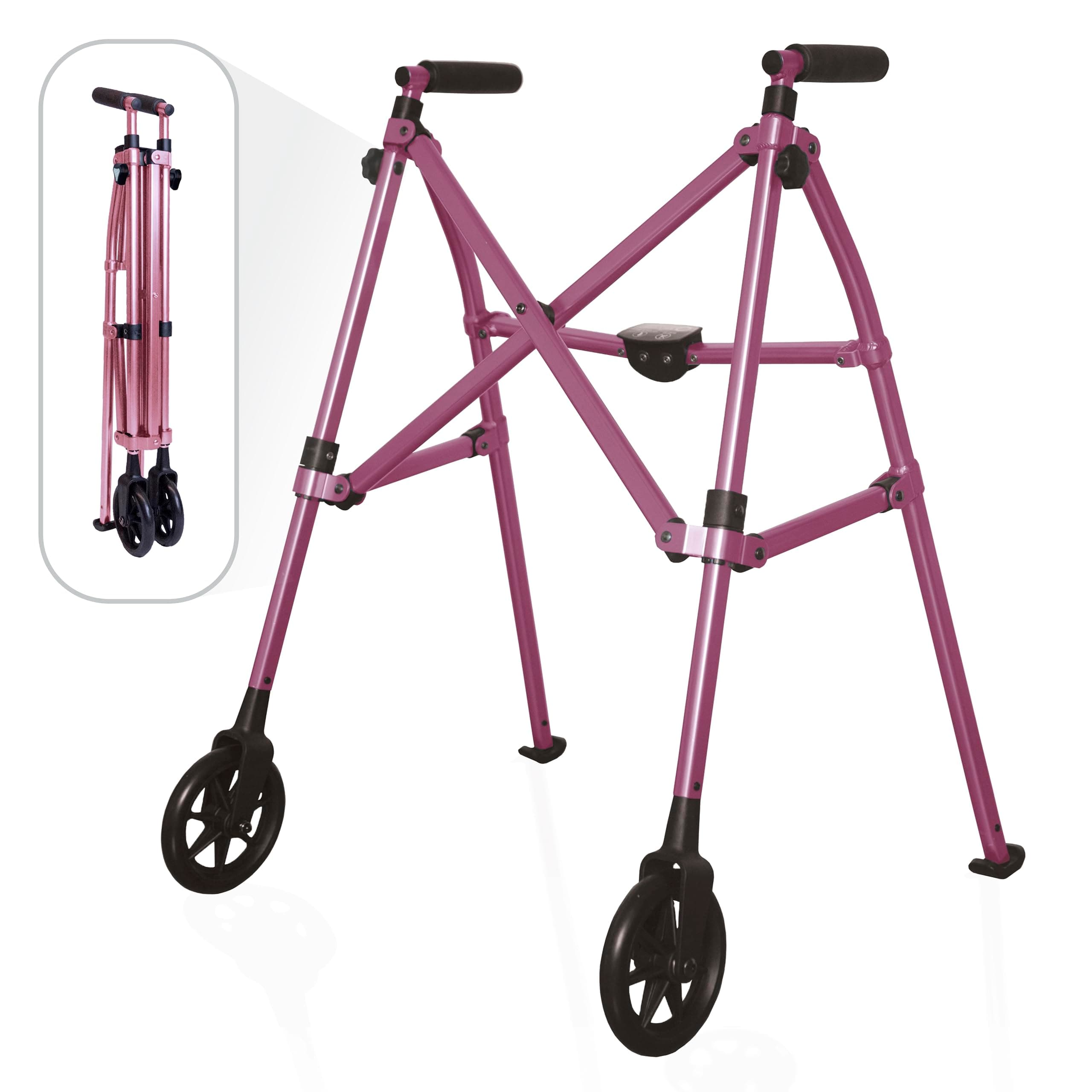 Able Life Comfortably Independent Space Saver Walker, Lightweight Folding Mobility Frame with 2 Fixed Wheels, Elderly Walking Aid, Regal Rose (Eligible for VAT Relief in the UK)
