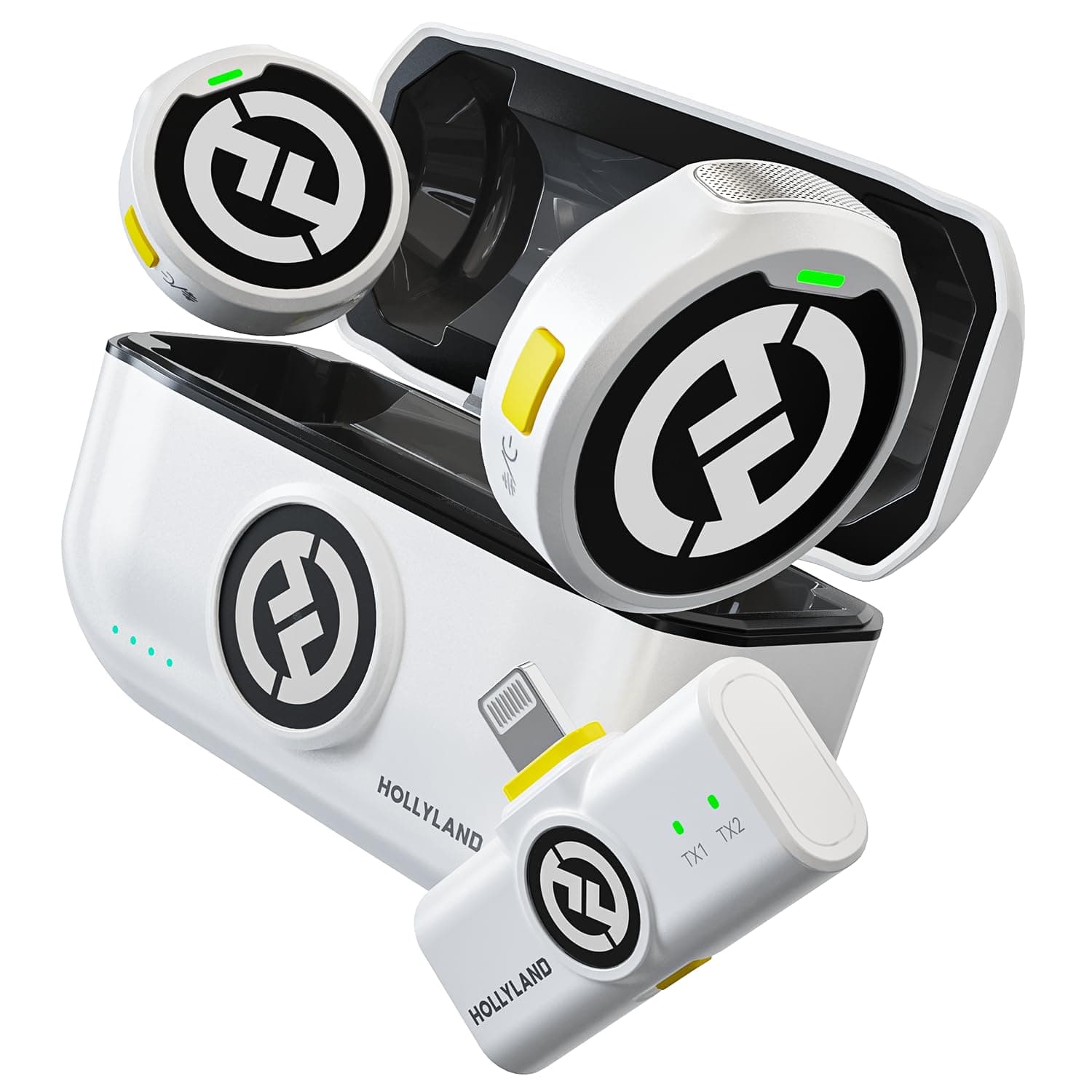 Hollyland Lark M2 Wireless Lavalier Microphone for iPhone 14/13/12, Lightning Mini Lapel Microphone Wireless, Hi-Fi Audio, 1000ft Range, Noise Cancellation, 30H Battery for Video Recording, Streaming