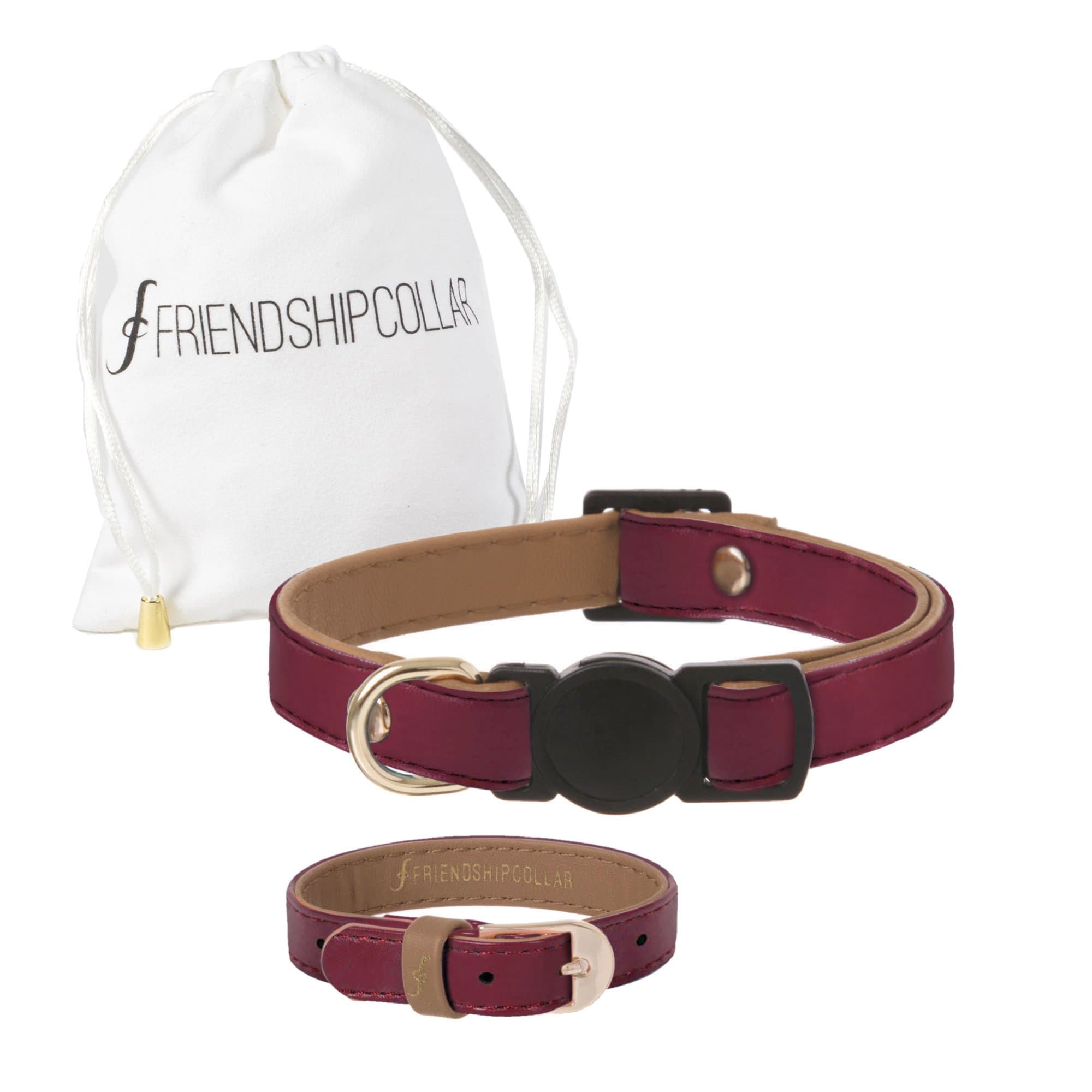 FriendshipCollar Cat Collar and Friendship Bracelet - Bordeaux