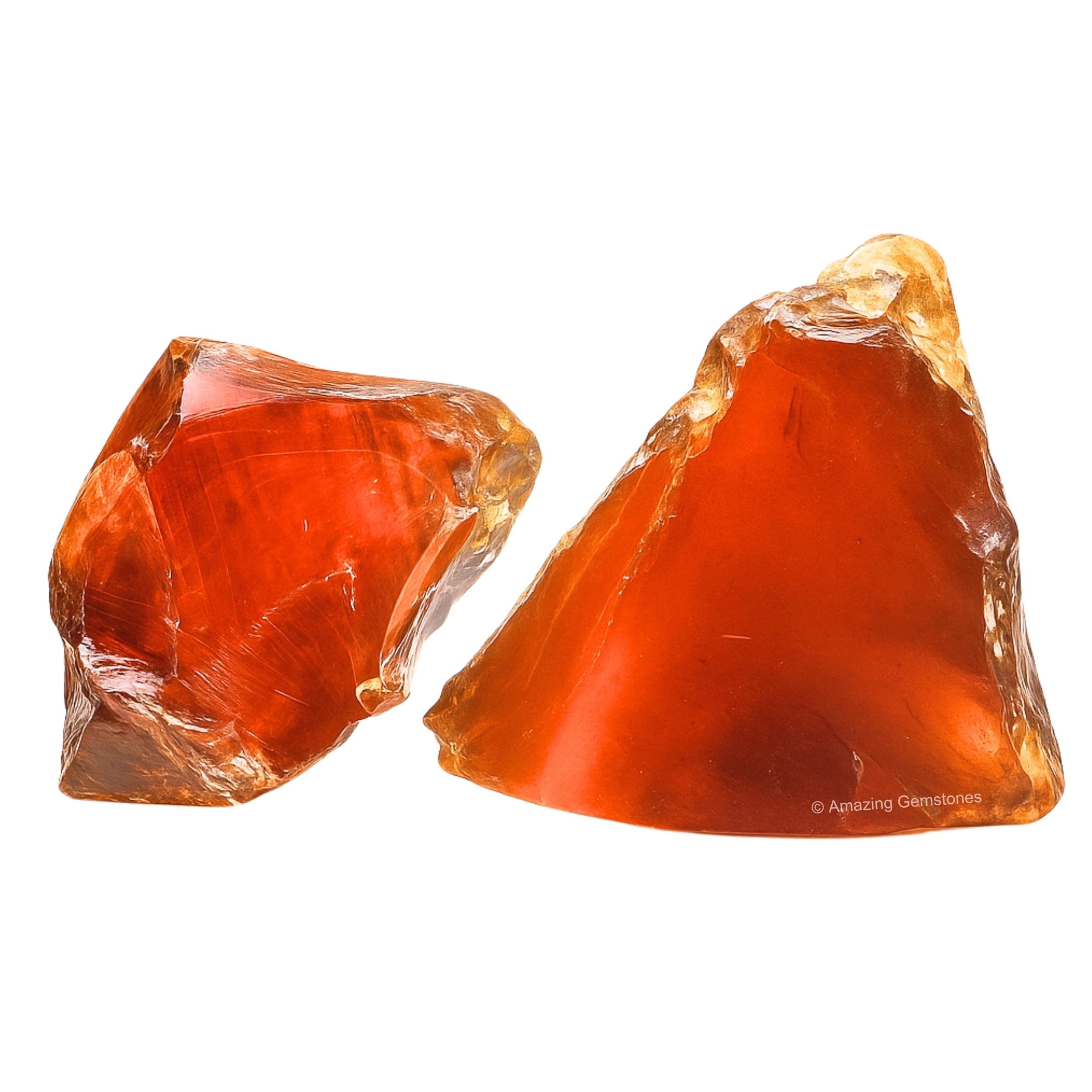 Amazing Gemstone Amber Raw Crystals and Healing Stones, Natural Rocks for Tumbling - DIY Raw Stones and Crystals, 2 Pieces