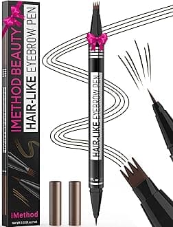 Microblading 2-in-1 Dual-Ended Eyebrow Pencil - 4-Prong Micro Fork Tip & Precise Brush Tip Creates Natural Eyebrows, Black Brown