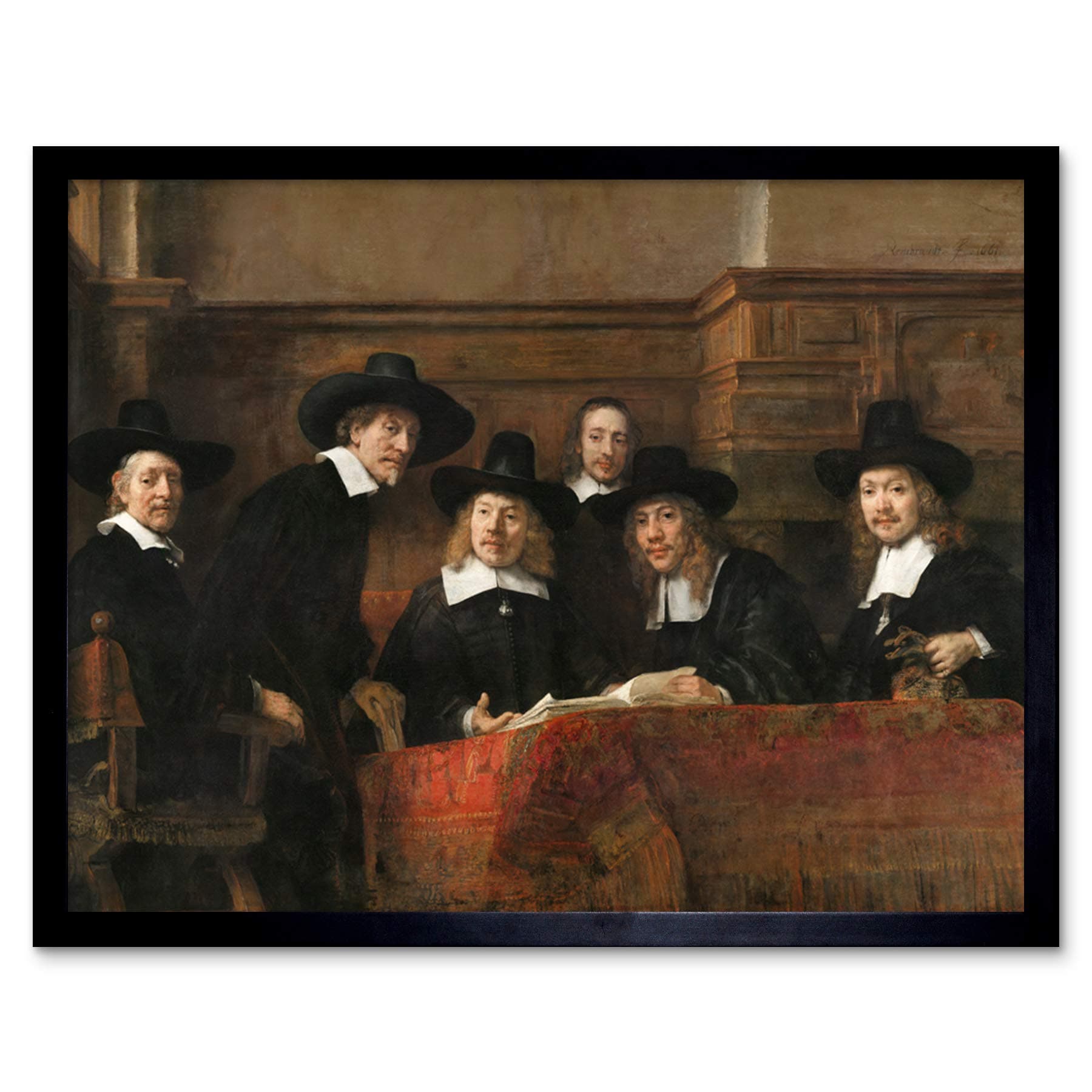 Rembrandt De Staalmeester Amsterdamse Lakenbereidersgilde Art Print Framed Poster Wall Decor 12x16 inch