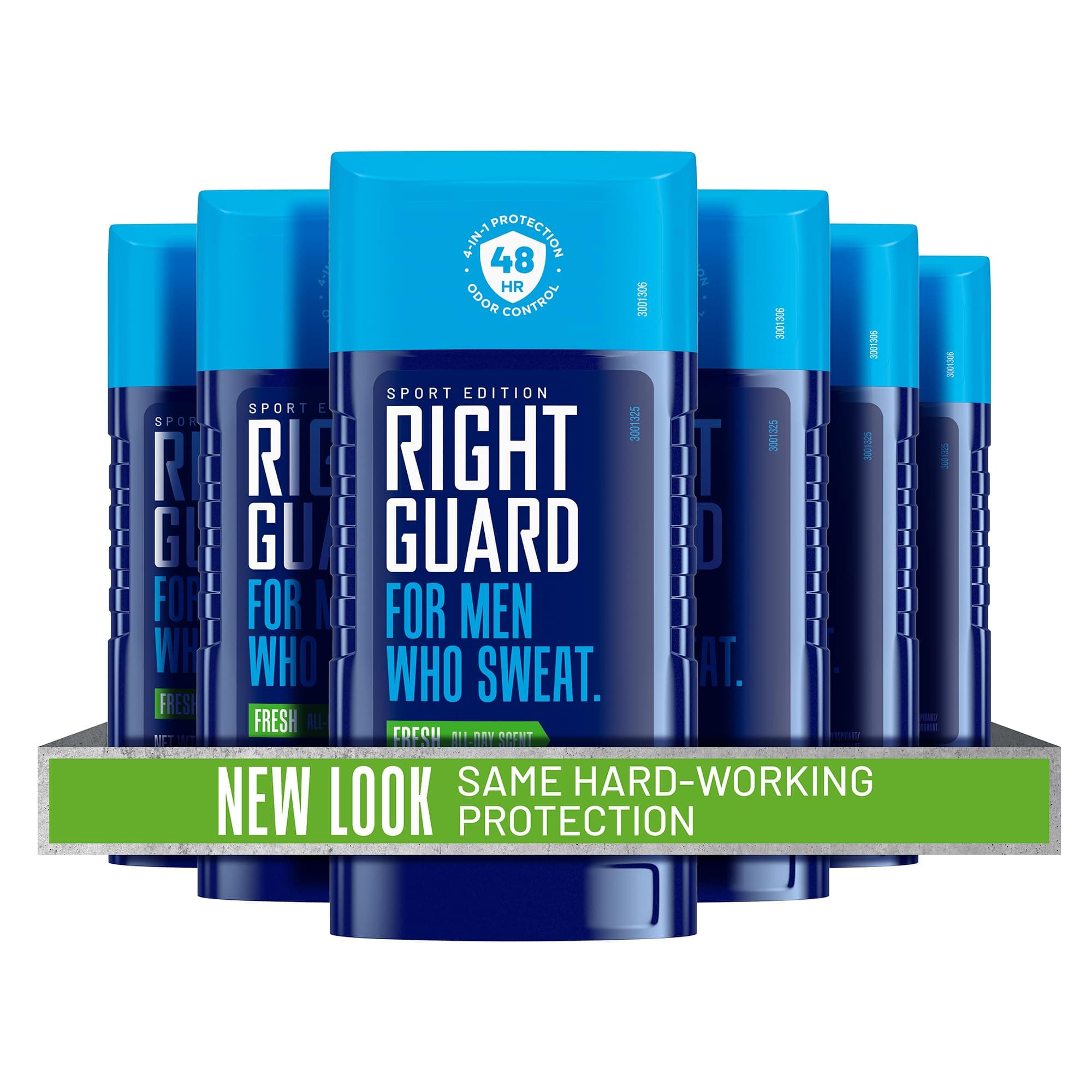 Right Guard Sport Fresh Scent Antiperspirant & Deodorant Invisible Solid - 4-in-1 Deodorant For Men, Blocks Sweat, 48-Hour Odor Protection, Quick-Drying, & Long-Lasting, 2.6 oz (6 Pack)