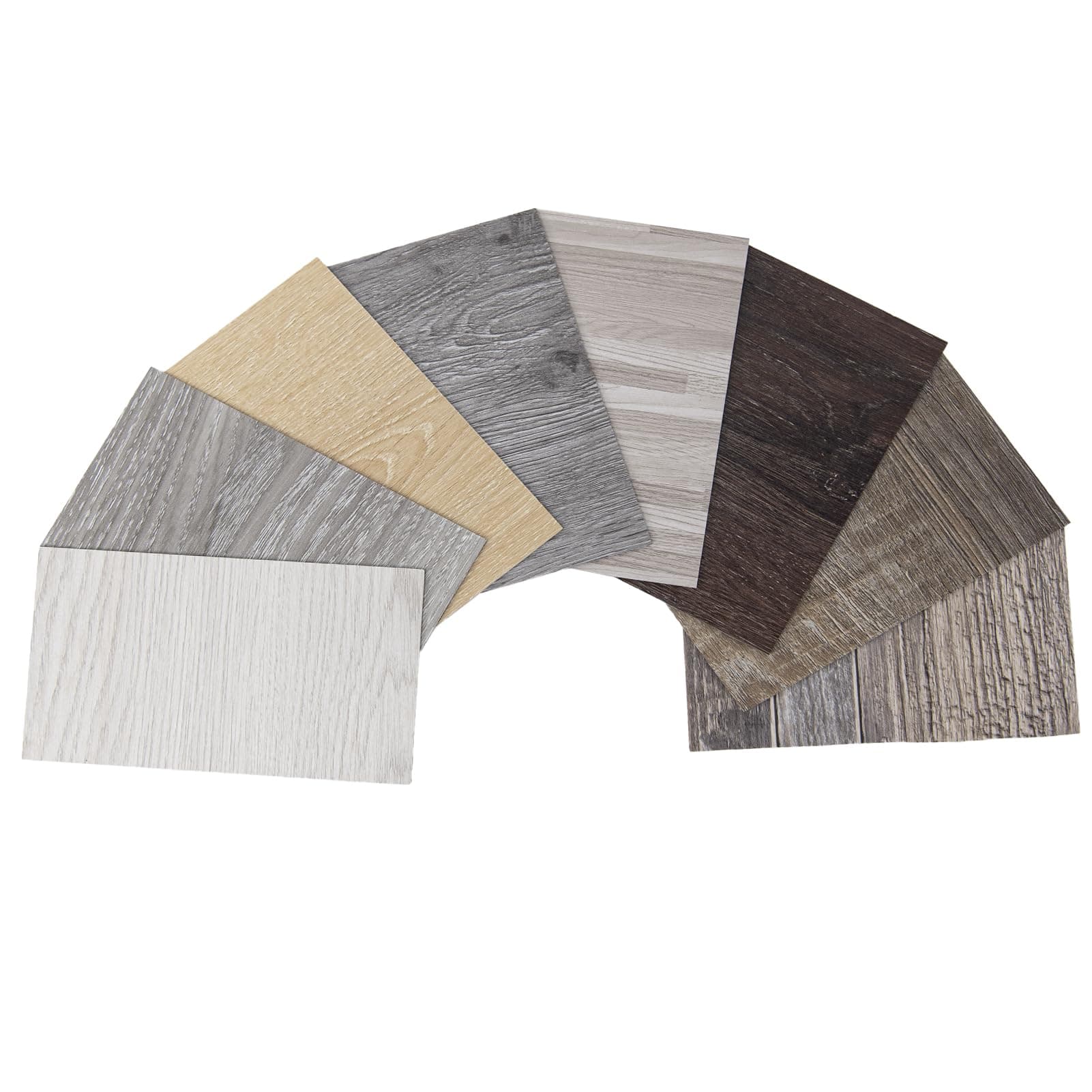 Peel and Stick Floor Tile Vinyl Wood Plank Samples Set of 8, Rigid Surface Hard Core Easy DIY Self-Adhesive Flooring