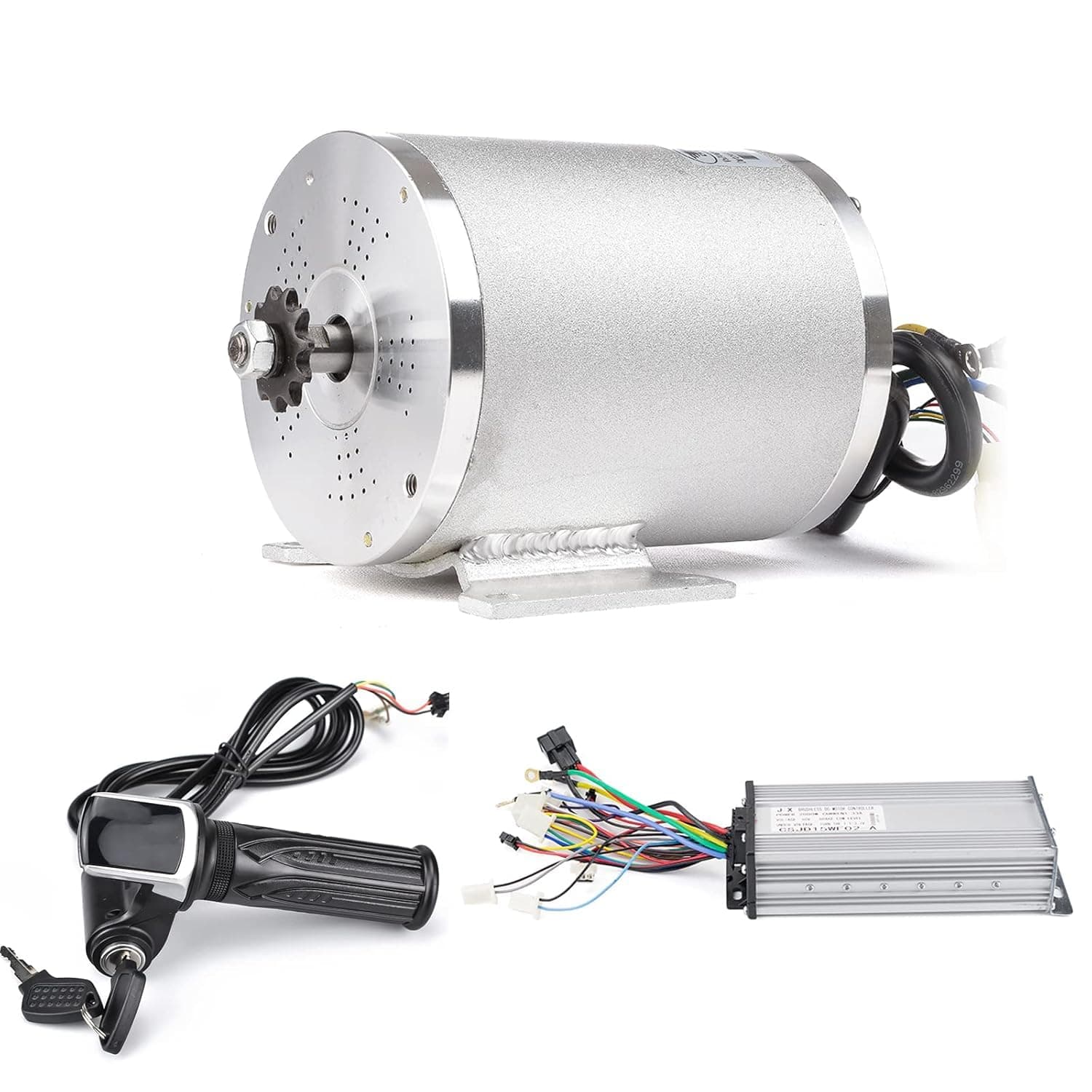 Electric Brushless DC Motor Complete Kit, 48V 2000W 4300RPM High Speed Motor, with 33A 15 Mosfet Controller, Power Display LCD Throttle, Electric Scooter Bicycle Motorcycle Mid Drive Motor, DIY Part
