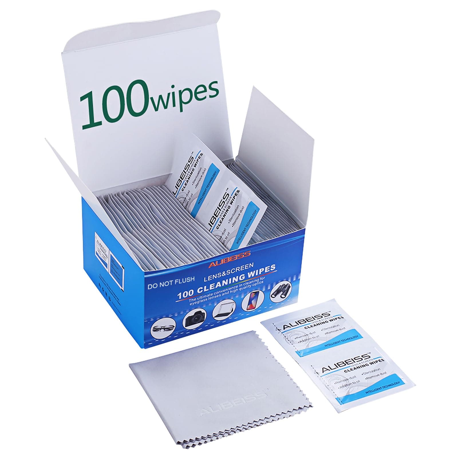 Pre-Moistened Lens Wipes Screen Wipes for Glasses, Camera,Tablets, Smartphone, Screens and Other Delicate Surfaces,Pack of 100