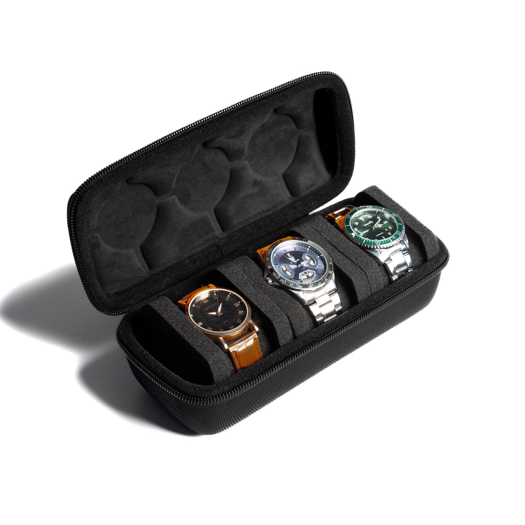 Hard Watch Travel Case, Watch Roll Case Storage and Organizer for Men and Women, with anti-move watch pillow