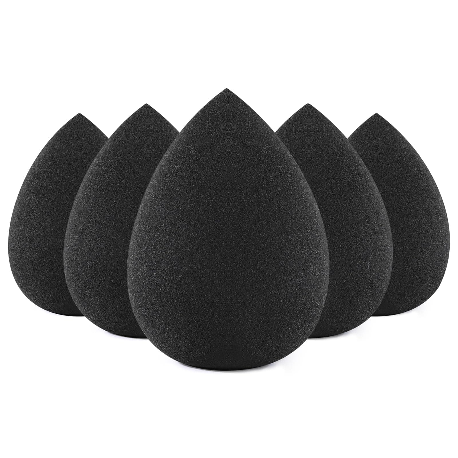 BEAKEY 5 Pcs Black Makeup Sponge, Blender Beauty Foundation Blending Sponge, Flawless for Liquid, Cream, and Powder, Latex Free and Vegan Makeup Sponges