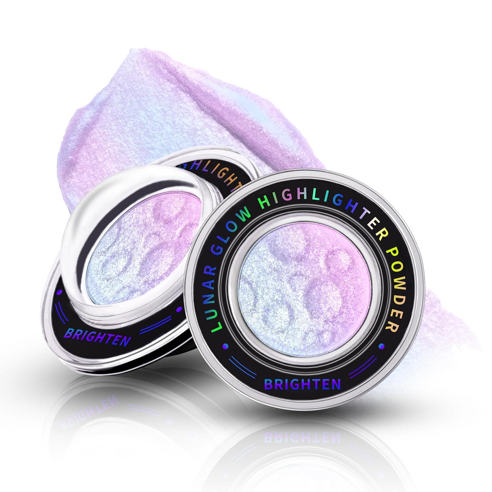 Chameleon Face Highlighter Palette, Multichrome Glitter Shimmer Highlighter Makeup, Holographic Sparkle Color Shifting Inner Corner Eye Highlighter Illuminator, Silky Creamy Mineral Eyeshadow2