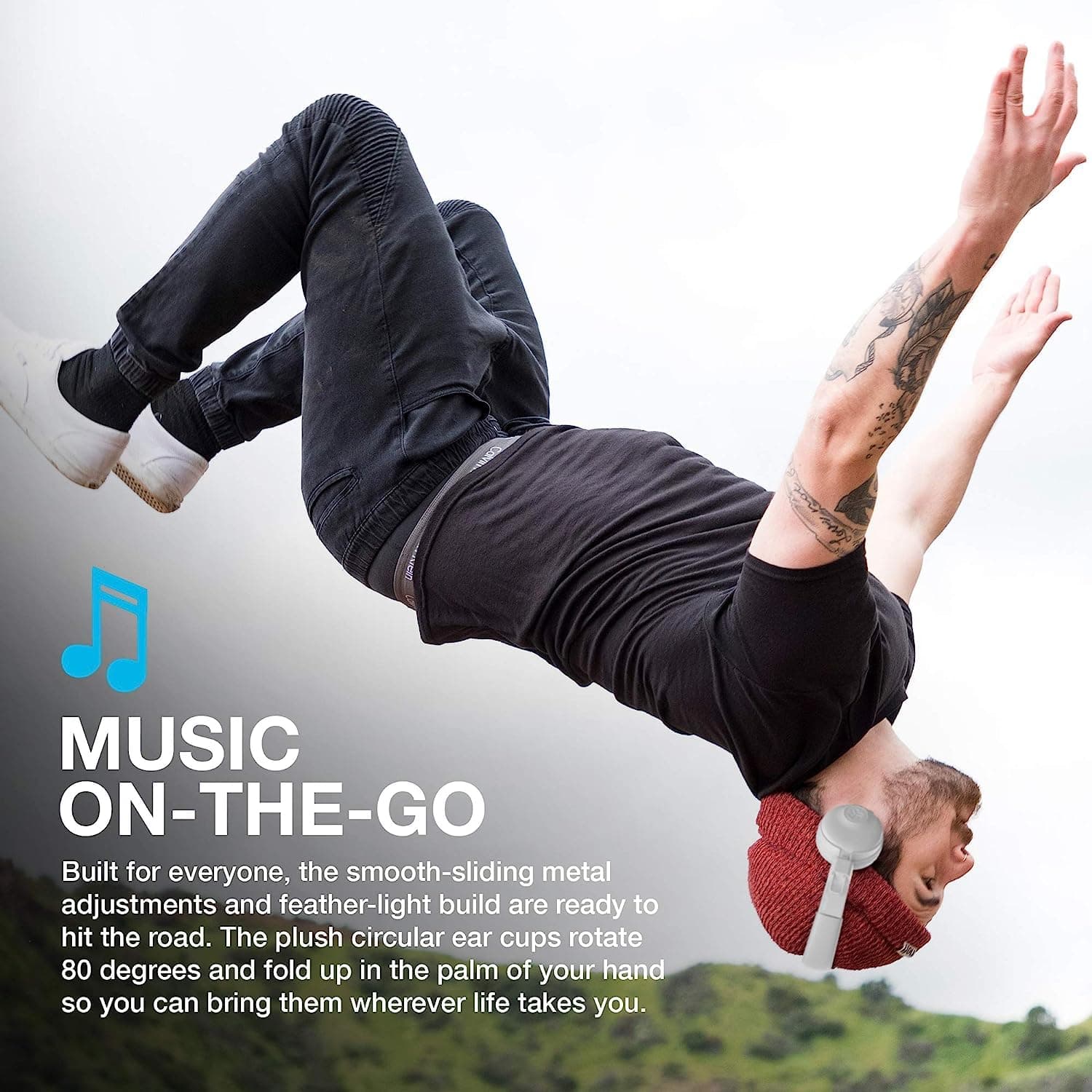 JLab Studio Wireless Headphones, Bluetooth Headphones with 30+ Hour Playtime and Custom EQ3 Sound, On Ear Headphones with Mic, White