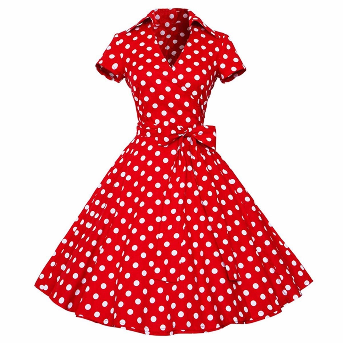 Shanxing Women's Short Sleeve Rockabilly Dress 1950s Vintage Cocktail Swing Dress
