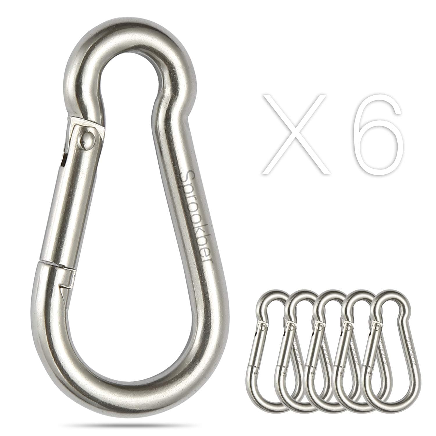 - Stainless Steel Spring Snap Hook Carabiner - 304 Stainless Steel Clips, Set of 6