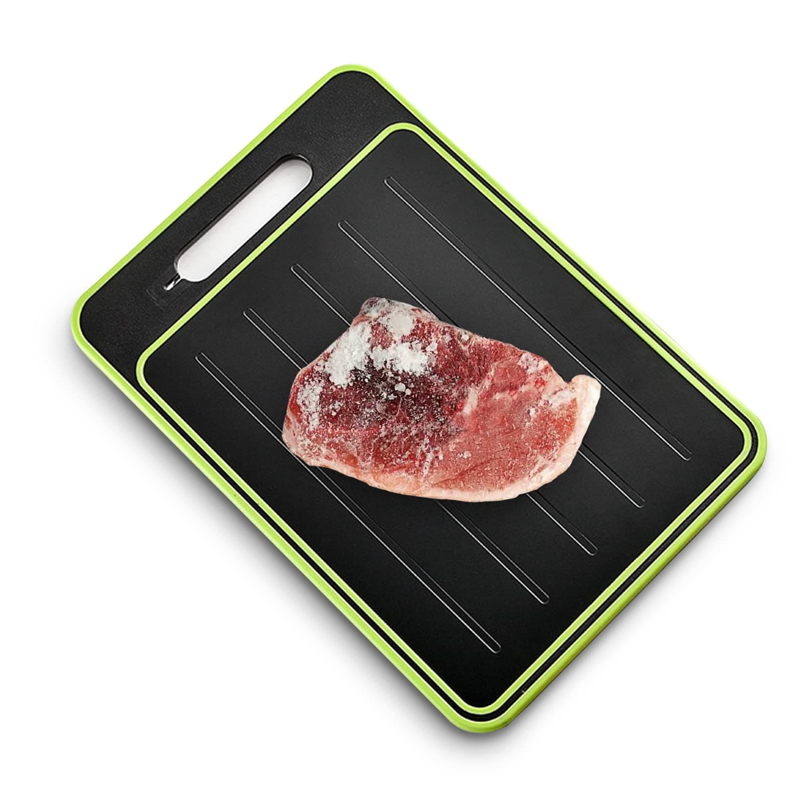 2 in 1 Defrosting Tray, Defrost Cutting Board with Knife Sharpener, Thawing Tray for Frozen Meat, Double Sided Cutting Board with Knife Sharpener