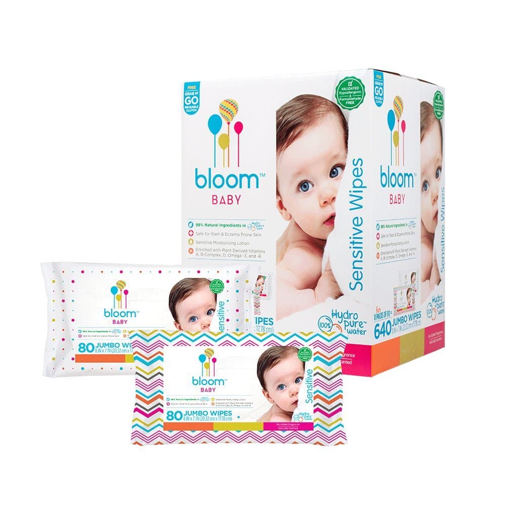Bloom Baby Sensitive Skin Unscented Hypoallergenic Baby Wipes 640-Count