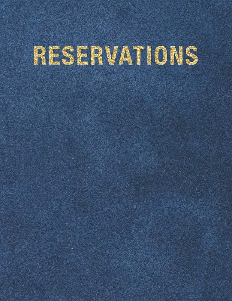 Reservations: Reservation Book For Restaurant | 2019 365 Day Guest Booking Diary | Hostess Table Log Journal | Blue Printed Leather