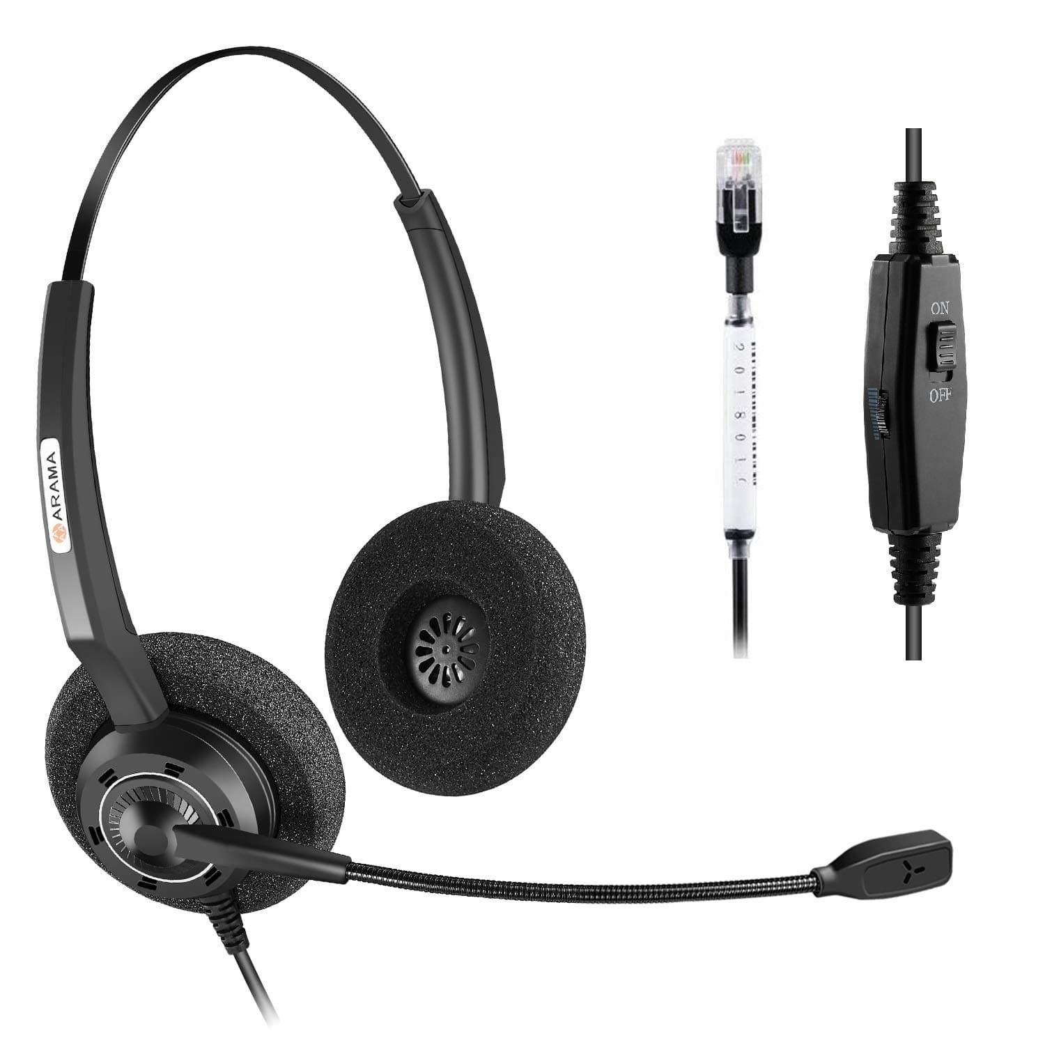 Arama rama Corded Headset Binaural with Noise-Canceling Mic and Volume Mute