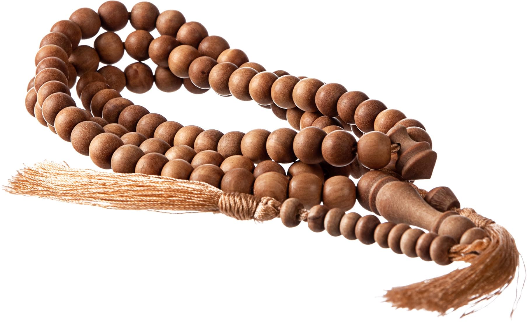 Sandalwood Prayer Beads Islam - Masbaha 99 - Natural 8mm Wood Beads - Authentic Indonesian Beads - Tasbeeh Counter - Zikr Beads - Dhikr Prayer Beads - Rosary Muslim - Tasbih - Misbaha - Subha - Sibha