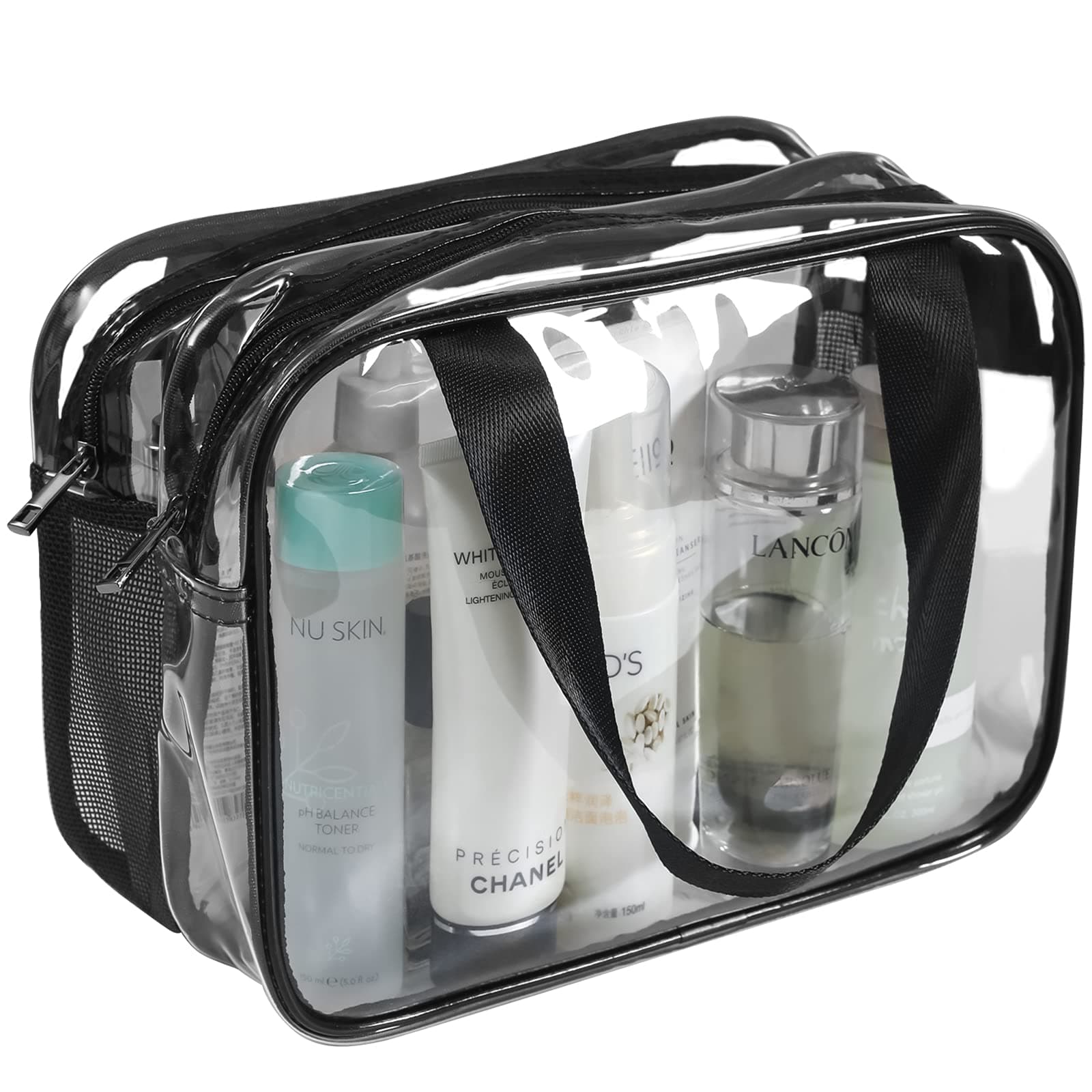Auseibeely Clear Toiletry Bag for Women Men, Portable Large Travel Makeup Bag, Waterproof & Draining Transparent Cosmetic Bag, Carry On Airport Airline Compliant Bag, clear, large