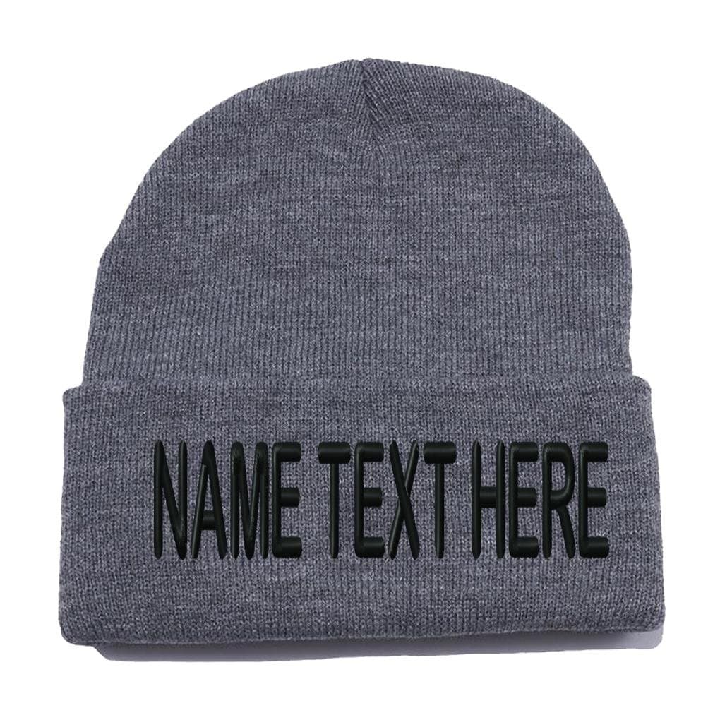 Custom Embroidery Personalized Name Text Ski Toboggan Knit Cap Cuffed Beanie Hat