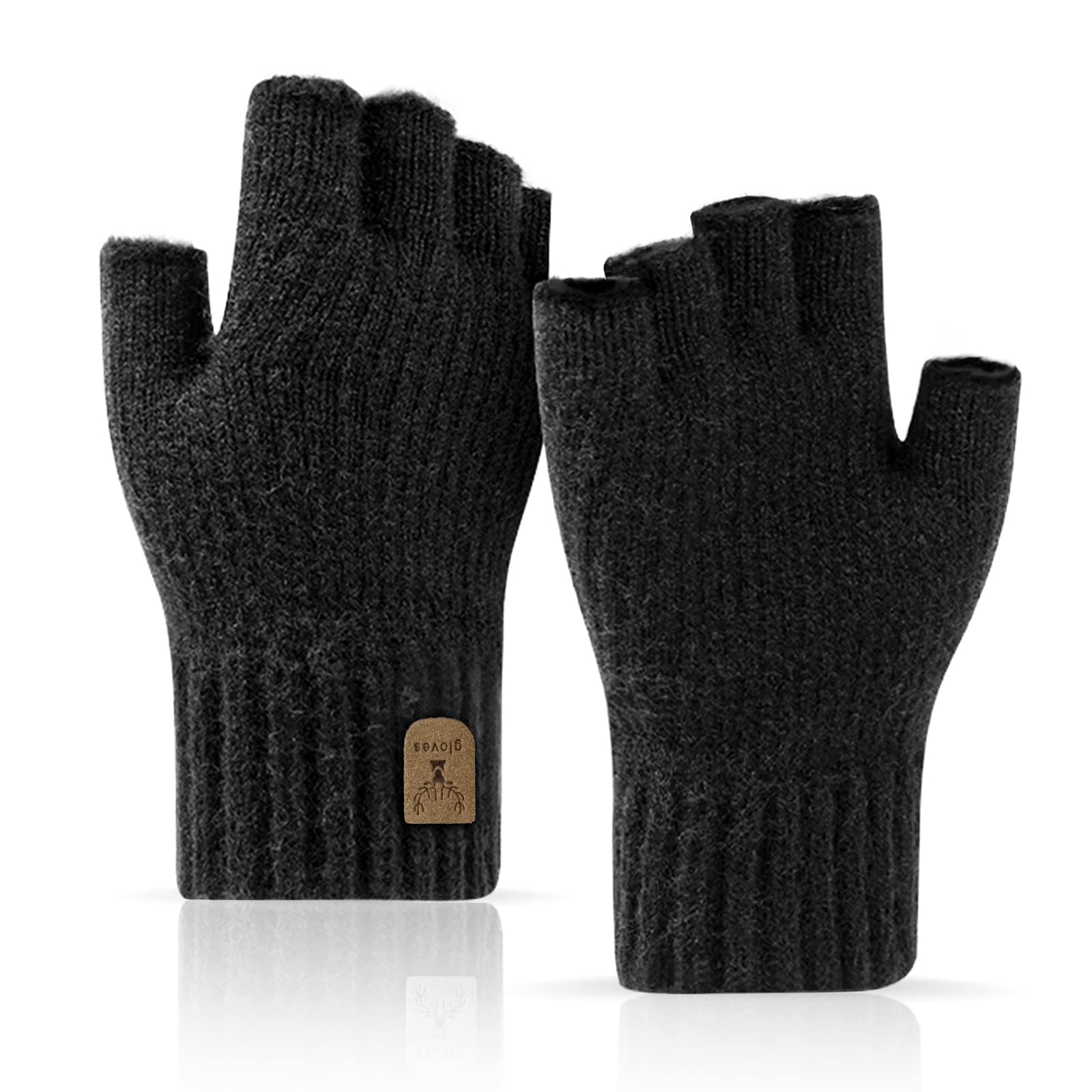 Fingerless Gloves Half Finger Winter Warm Knitted Gloves Working Running Biking Driving for Men Women