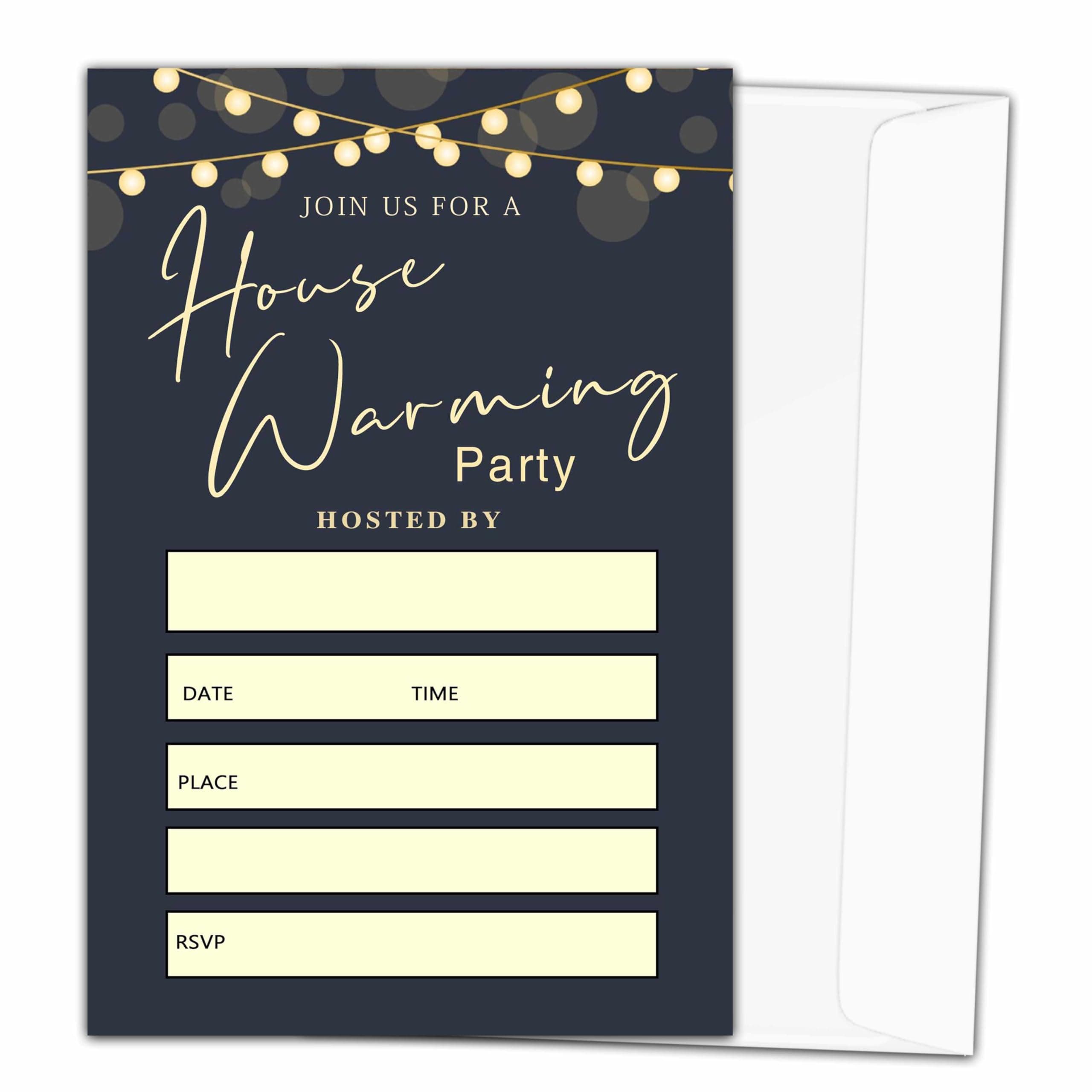 heiyihe 20 New Home Invitation Housewarming Invitations lanterns Housewarming Party Invite with Envelopes Modern New Home Invite cards(Black)-C09