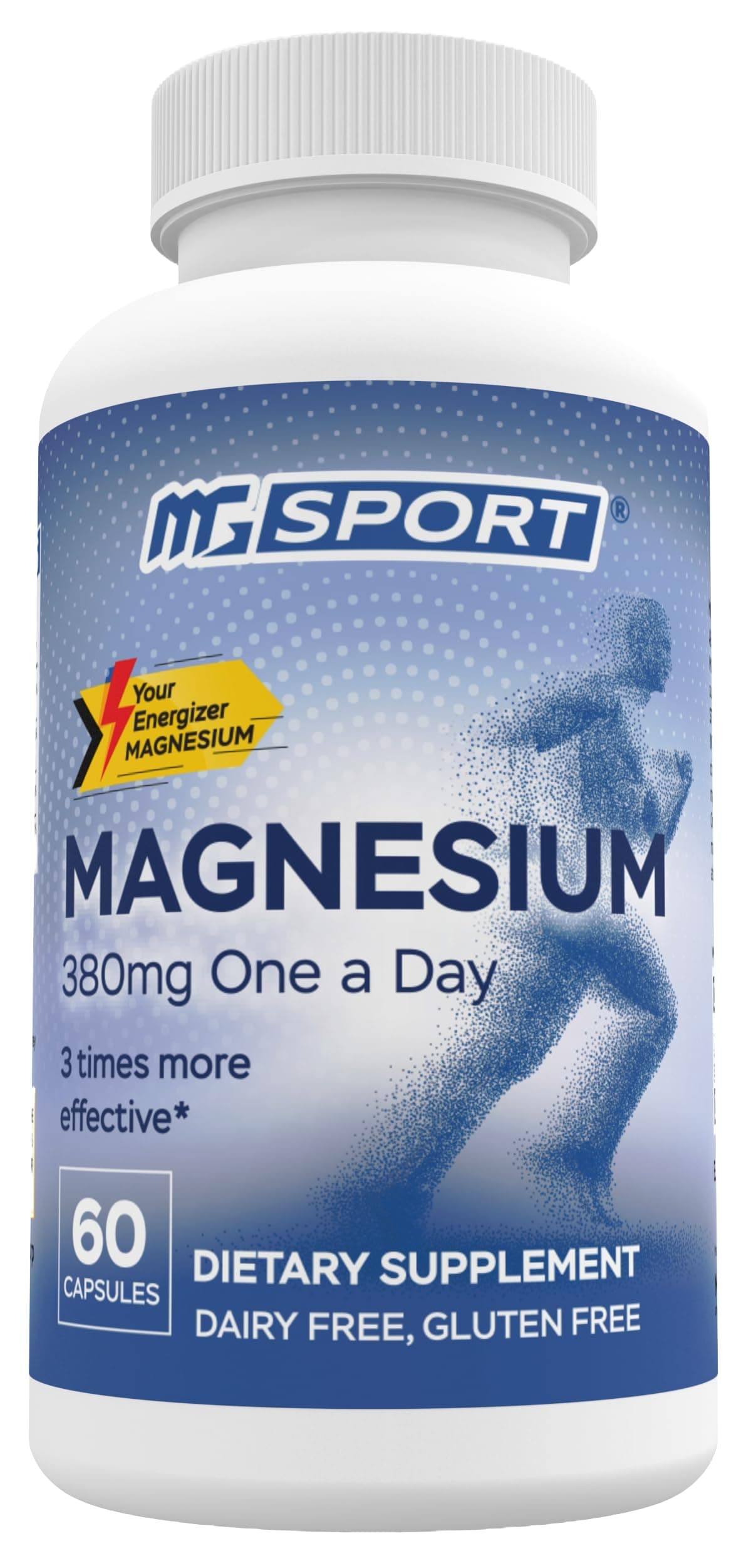 Magnesium Supplement Complex MGSPORT - High Absorption with Vitamins B6, D, E - Supports Muscle Function, 60 Servings