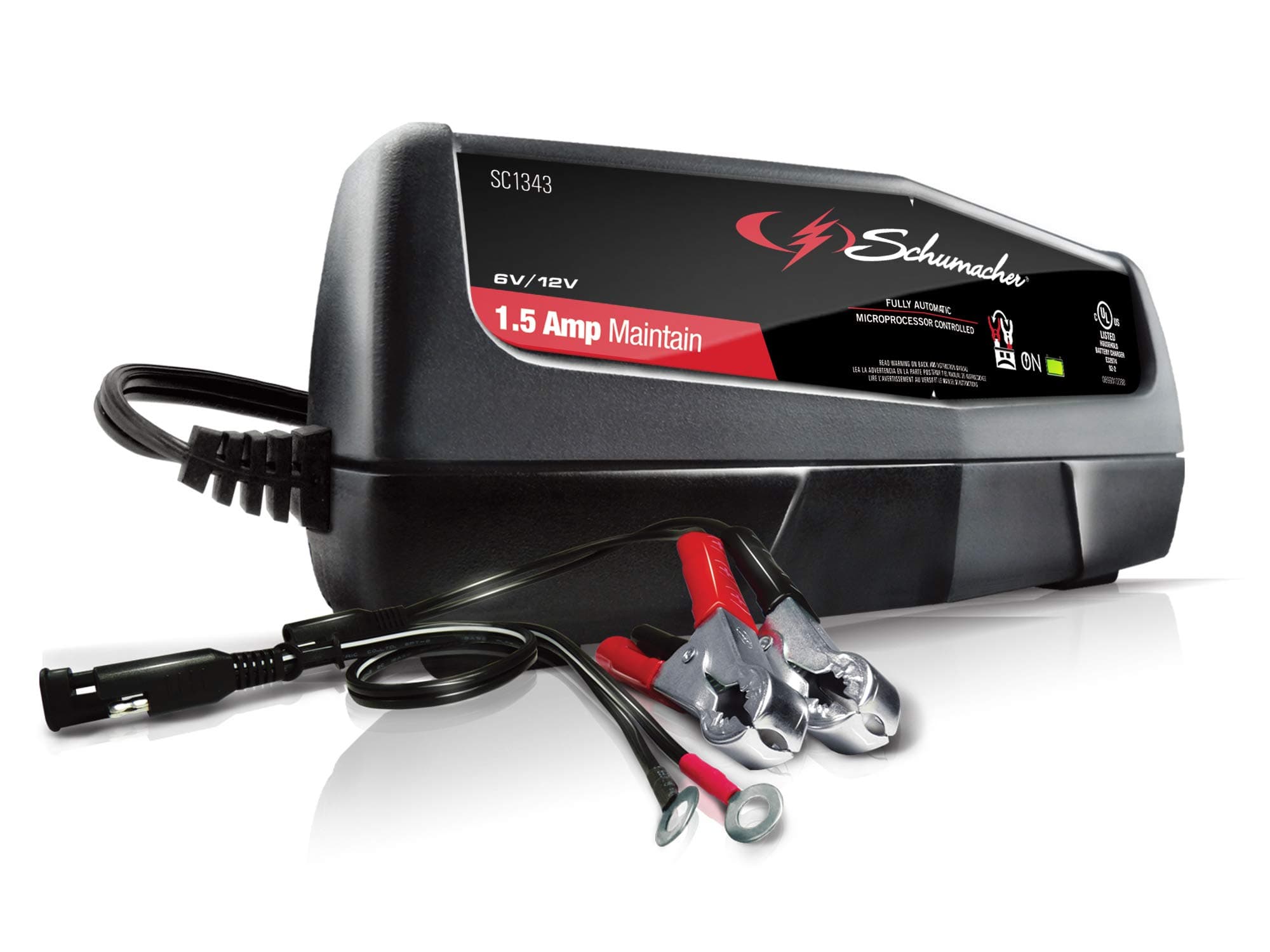 1.5A Car Battery Charger and Maintainer, 3-in-1 Solution, for 6V/12V Batteries Power Sport, Automotive, and Marine Batteries, SC1343