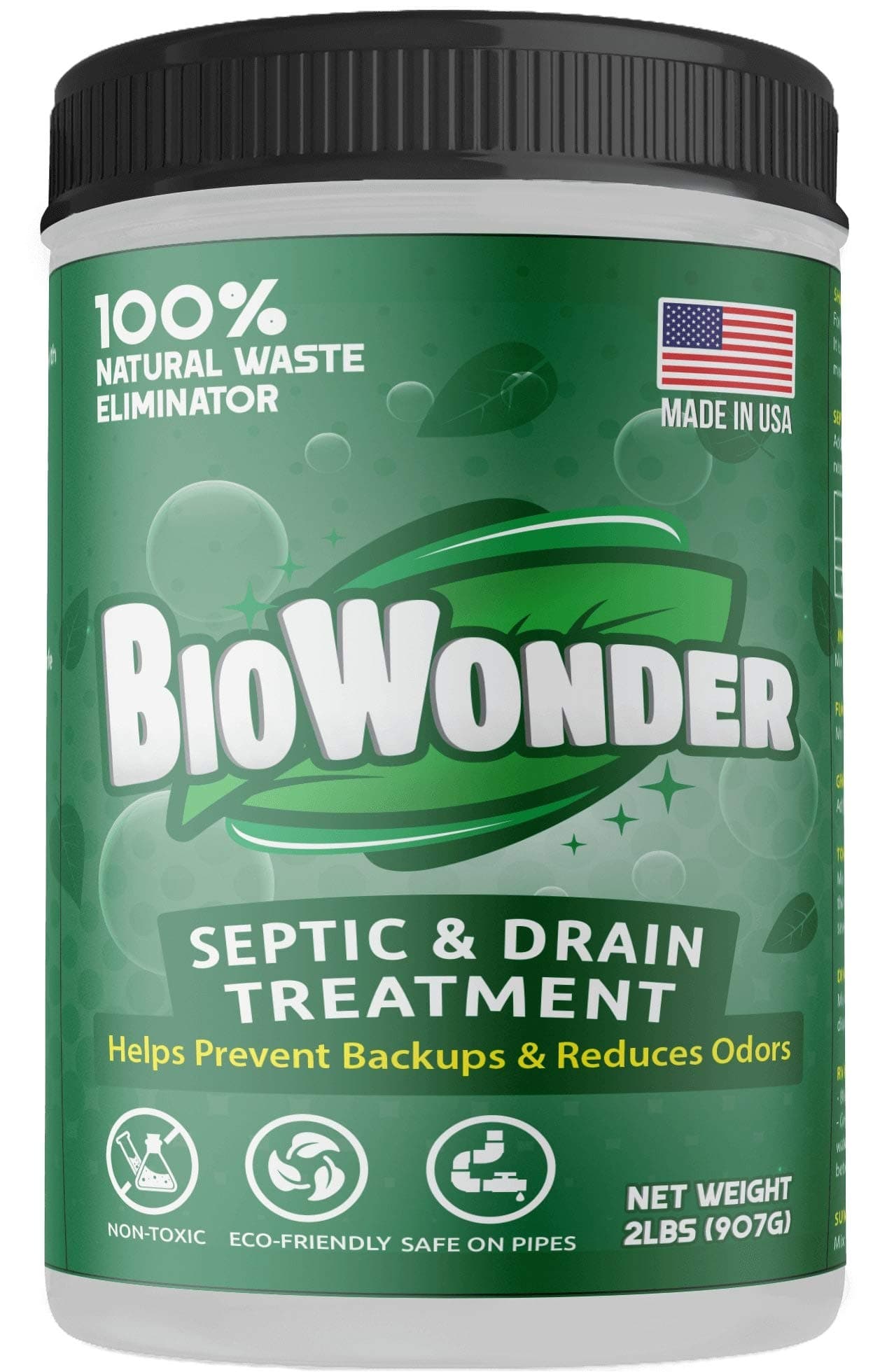 Septic Tank Treatment - Prevent Backups & Reduce Odor - 100% All-Natural Enzymes - Disposal, Drain, RV, Septic, Grease Trap, Toilet, Shower - 2lbs 60 Treatments